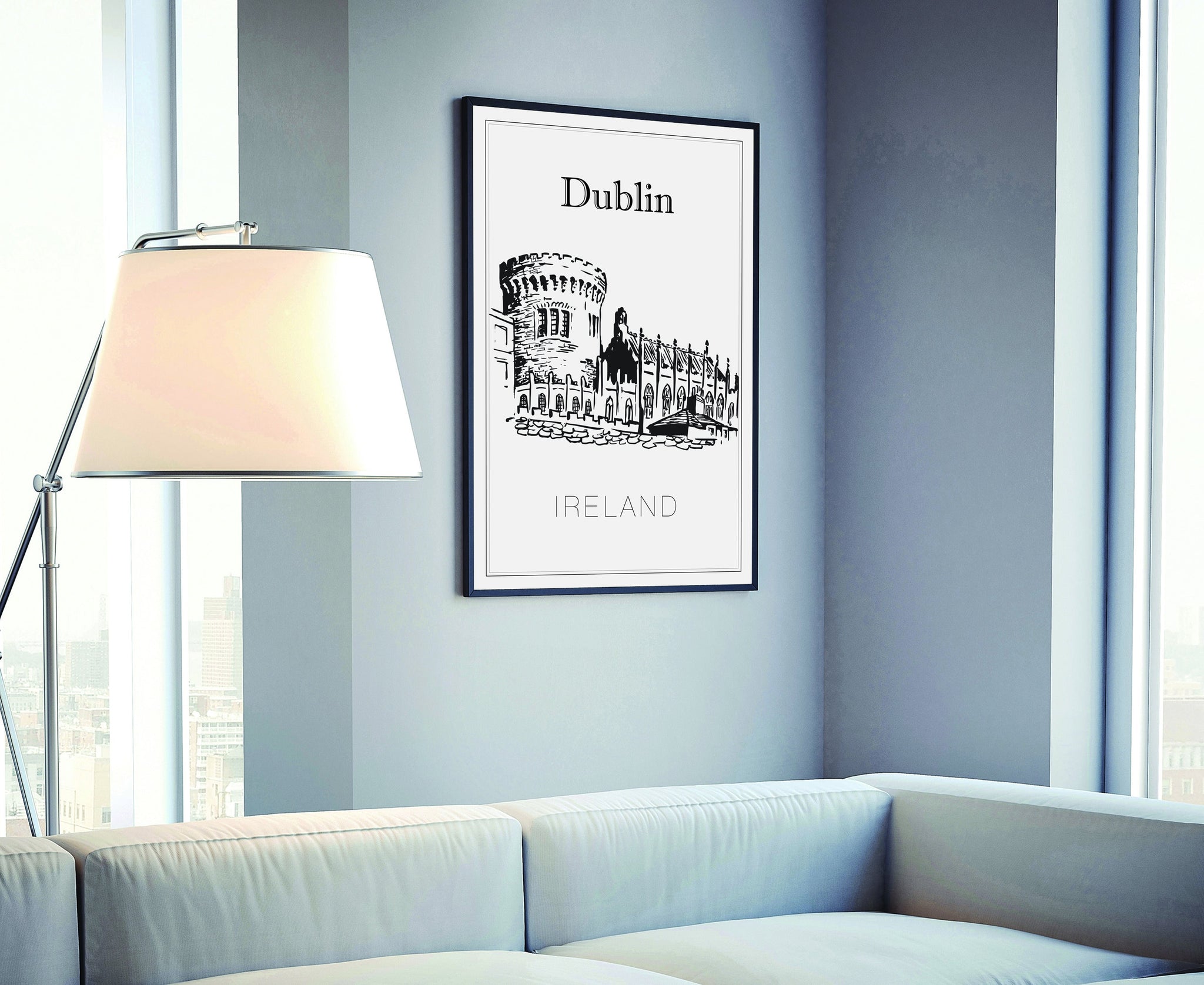Hand Drawn Poster, Dublin Travel Poster, Ireland Dublin Poster Wall Art, Dublin Cityscape and Landmark Map, City Map Poster For Home