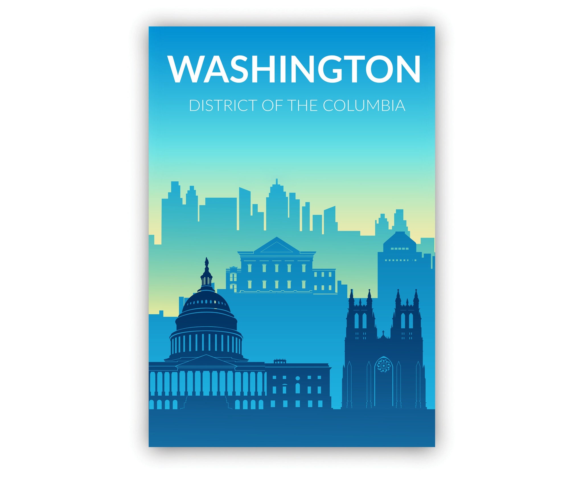 Solid Color US Cities Poster, Washington DC Solid Color Modern Poster Print, Modern State Poster for Office and Home Decoration