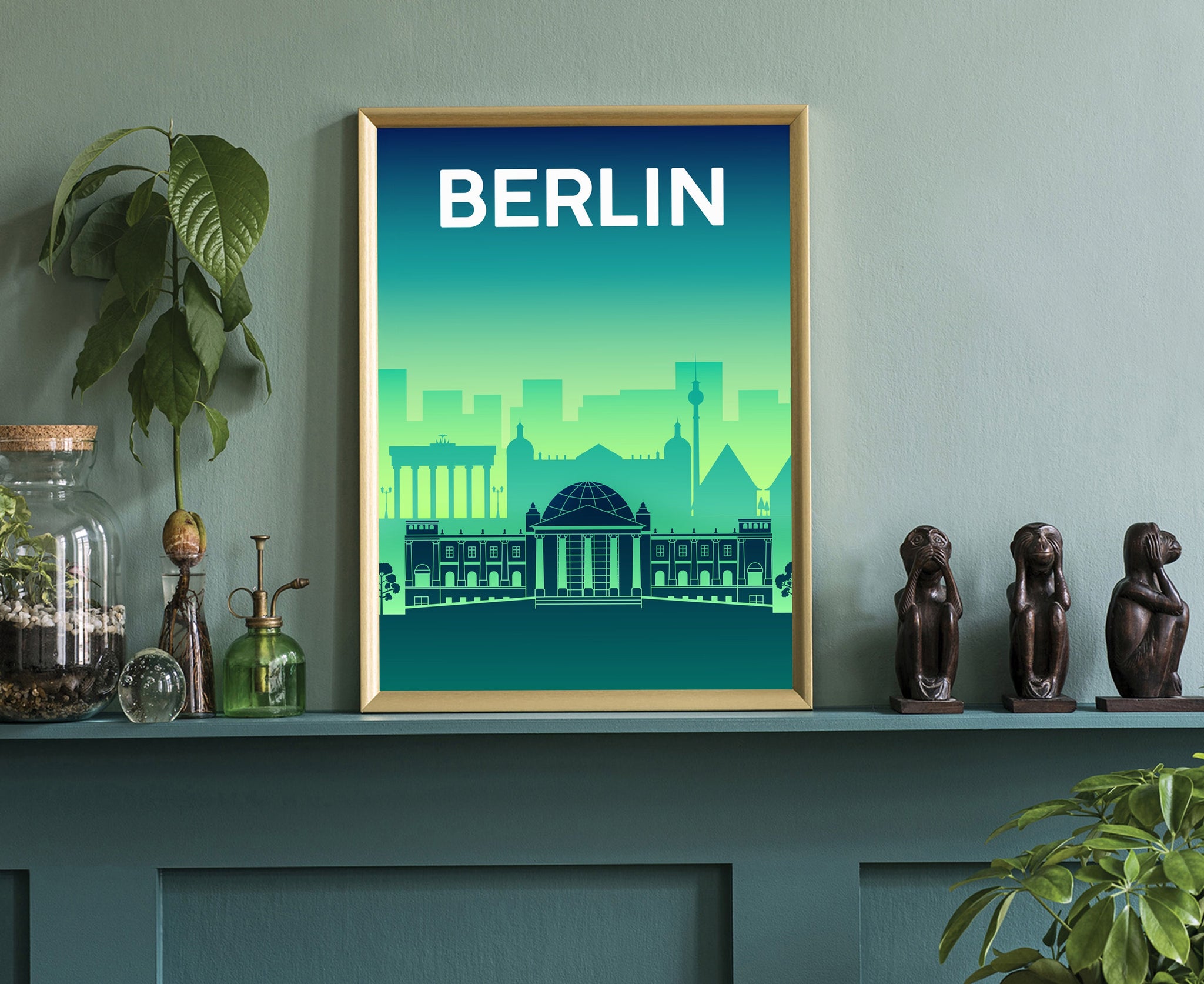 Solid Color World City Poster, Germany Berlin Solid Color Modern Poster Print, Berlin Modern City Poster for Office and Home Decoration