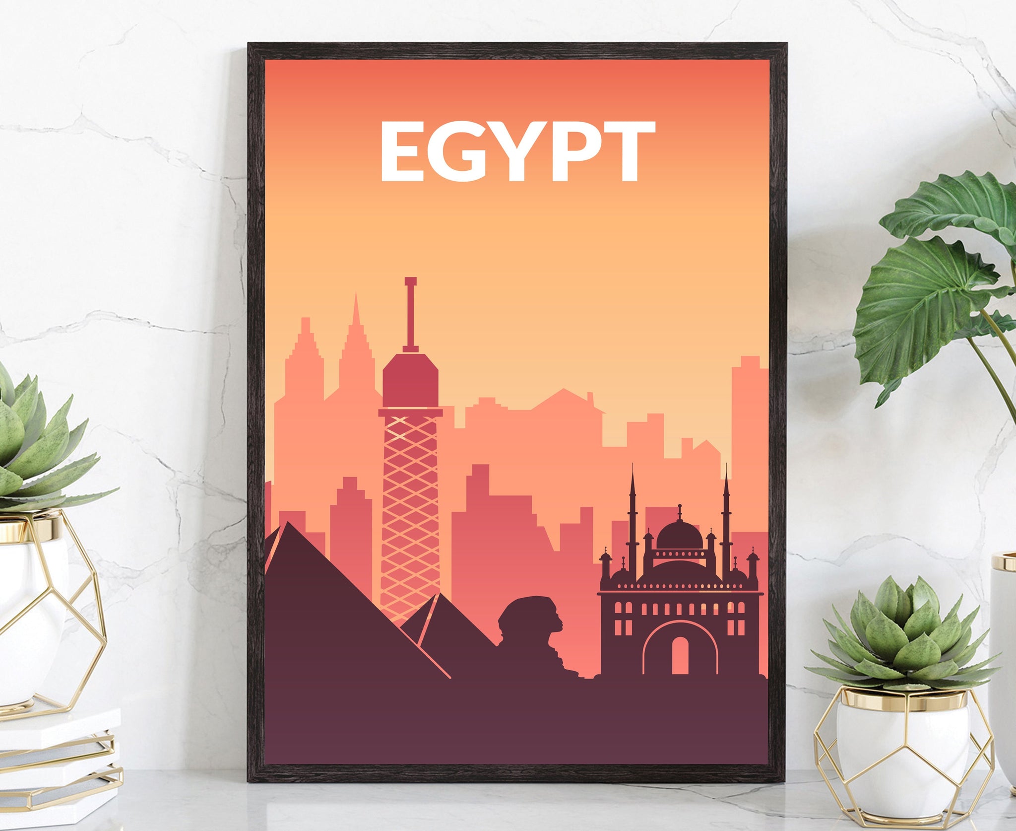 Solid Color World City Poster, Egypt Solid Color Modern Poster Print, Egypt Modern City Poster, Office Wall Decoration