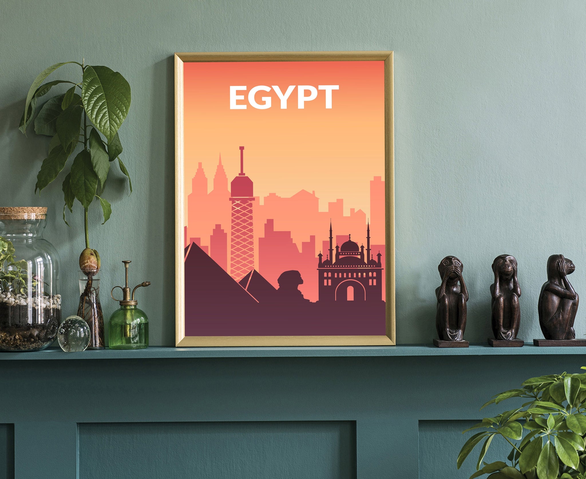 Solid Color World City Poster, Egypt Solid Color Modern Poster Print, Egypt Modern City Poster, Office Wall Decoration