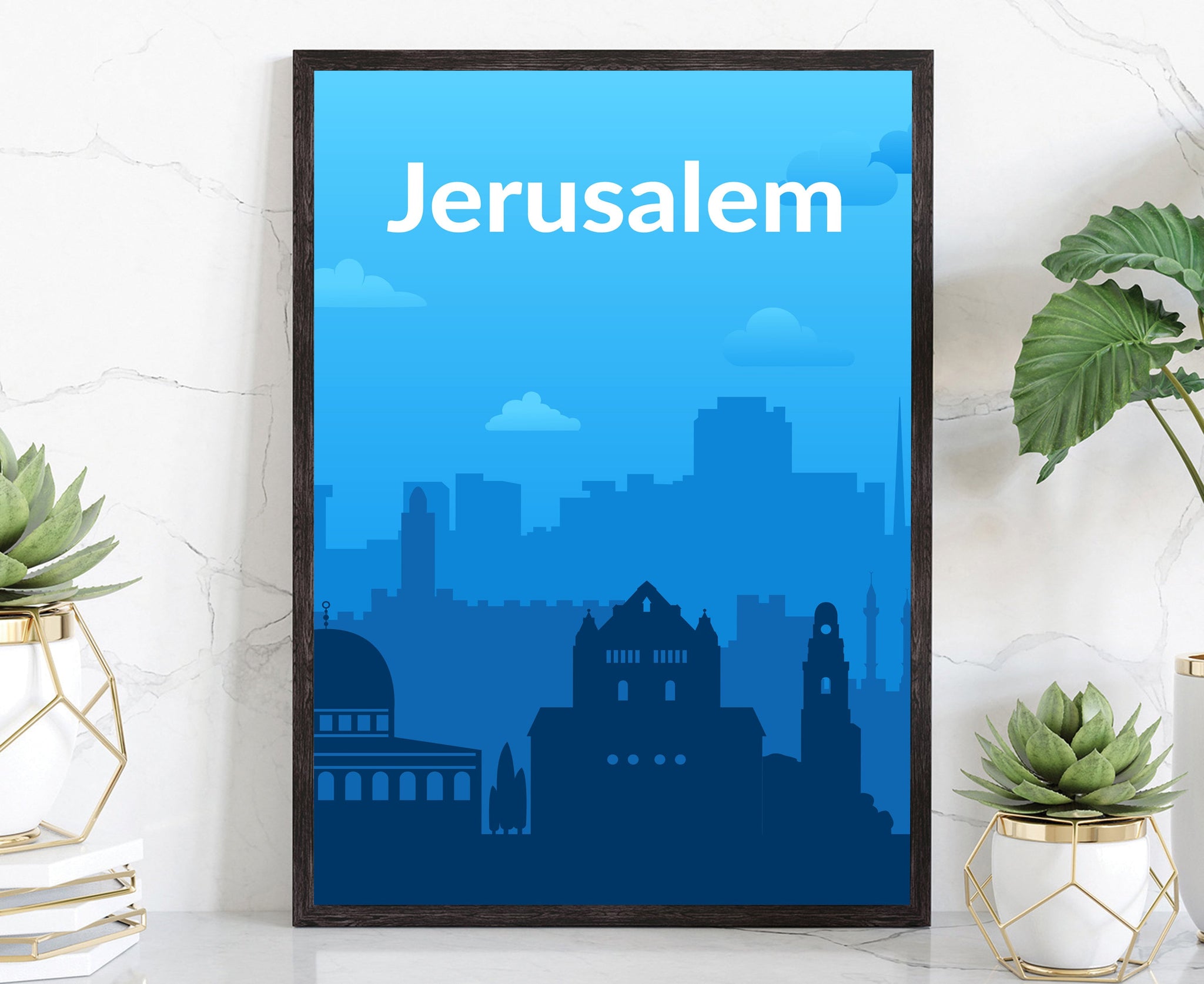 Solid Color World City Poster, Israel Jerusalem Solid Color Modern Poster Print, Jerusalem Modern City Poster, Office Wall Decoration