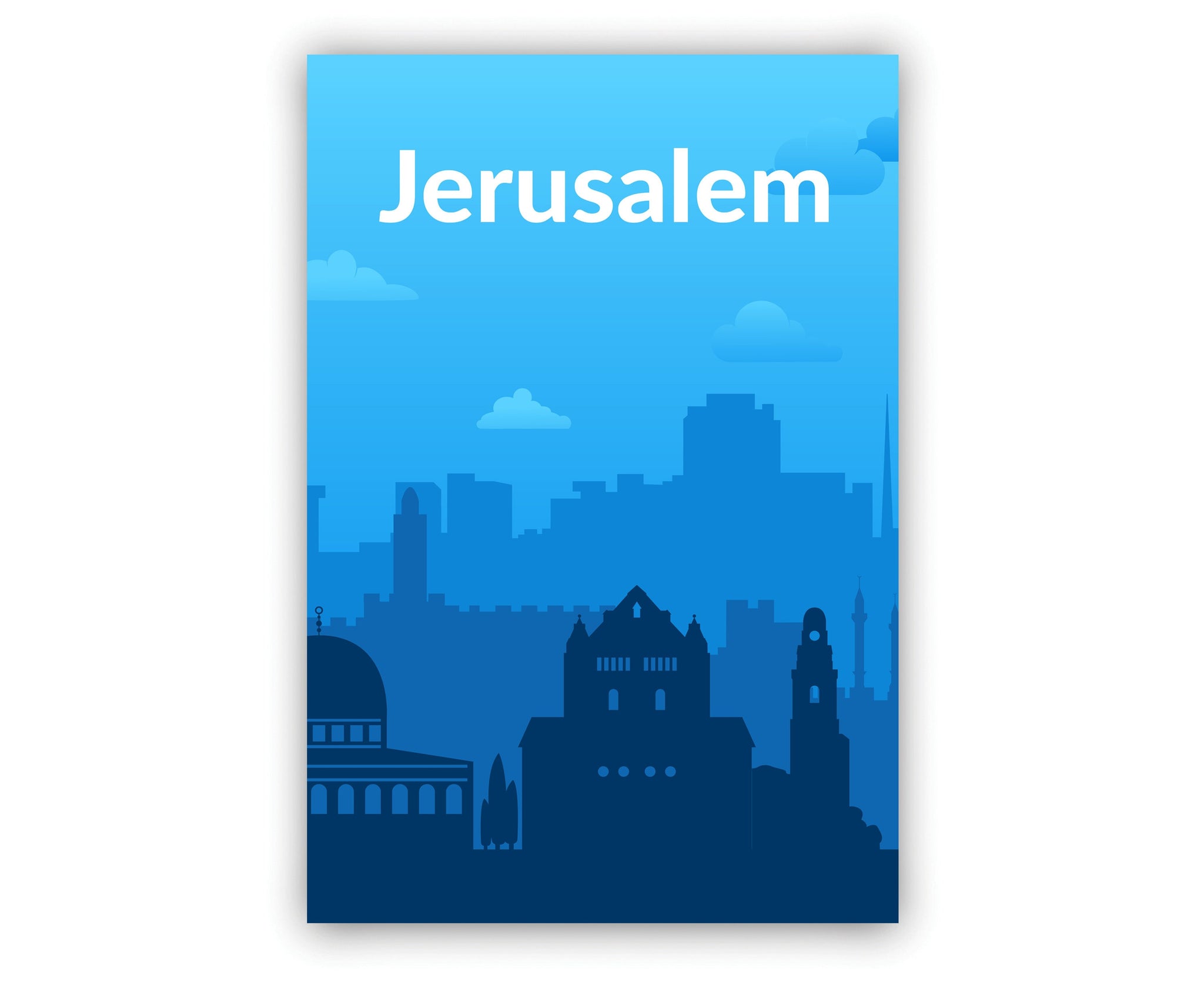 Solid Color World City Poster, Israel Jerusalem Solid Color Modern Poster Print, Jerusalem Modern City Poster, Office Wall Decoration