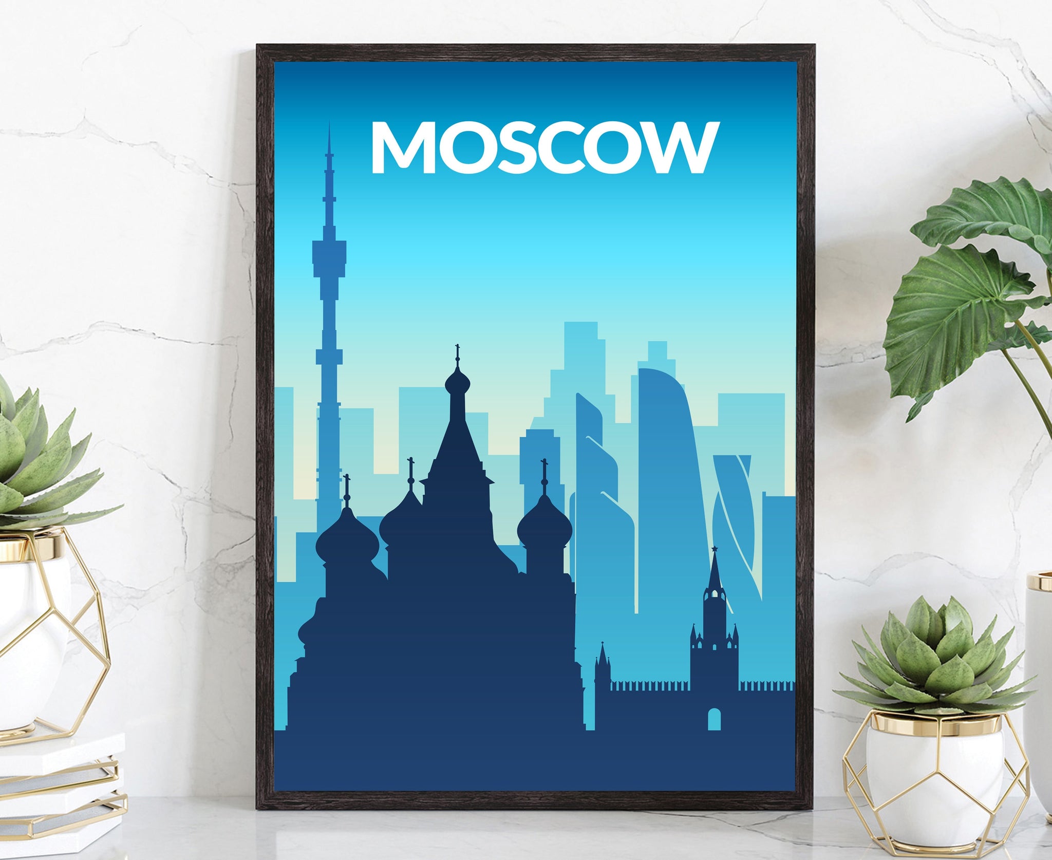 Solid Color World City Poster, Russia Moscow Solid Color Modern Poster Print, Moscow Modern City Poster, Office and Home Wall Decoration