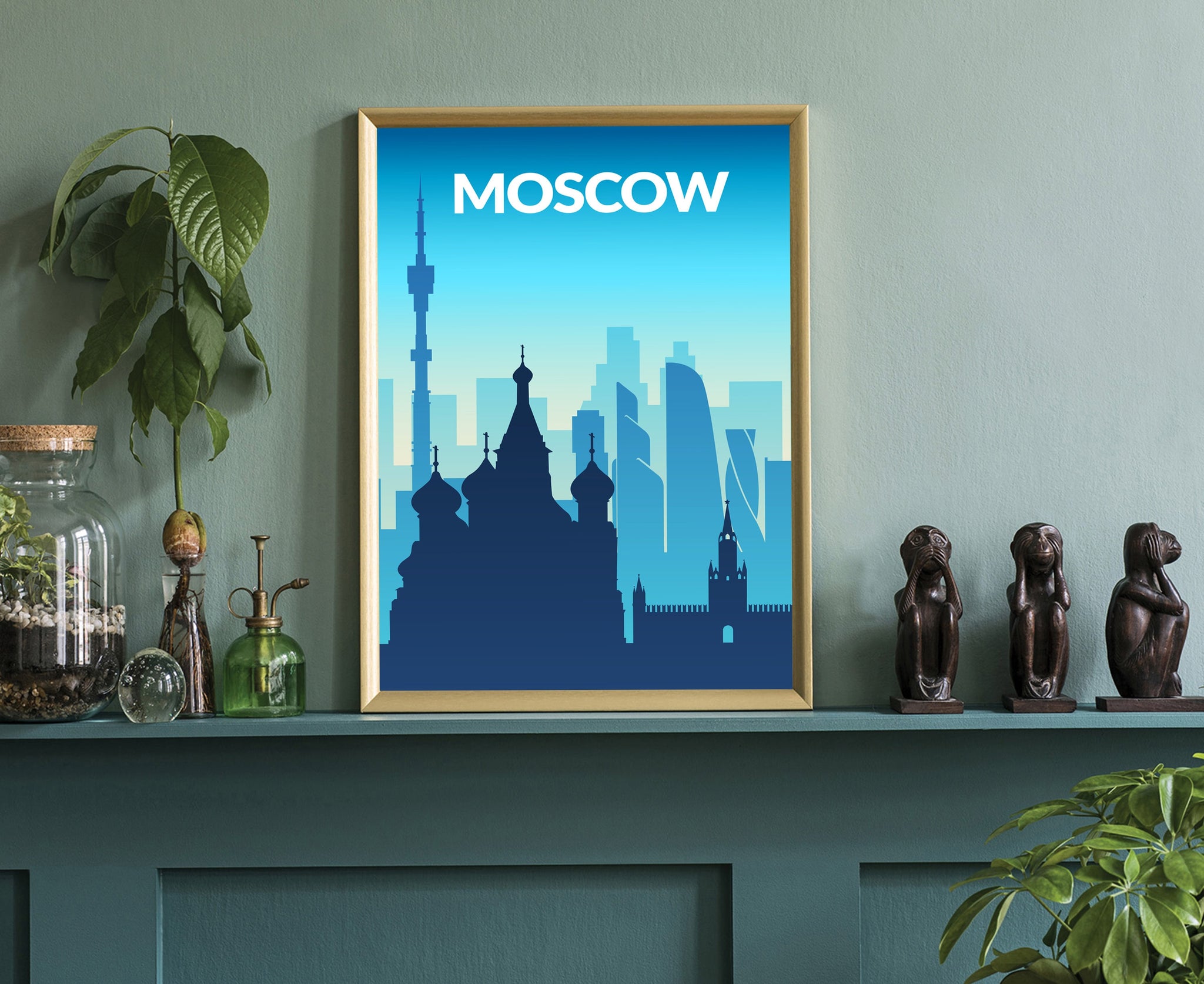 Solid Color World City Poster, Russia Moscow Solid Color Modern Poster Print, Moscow Modern City Poster, Office and Home Wall Decoration