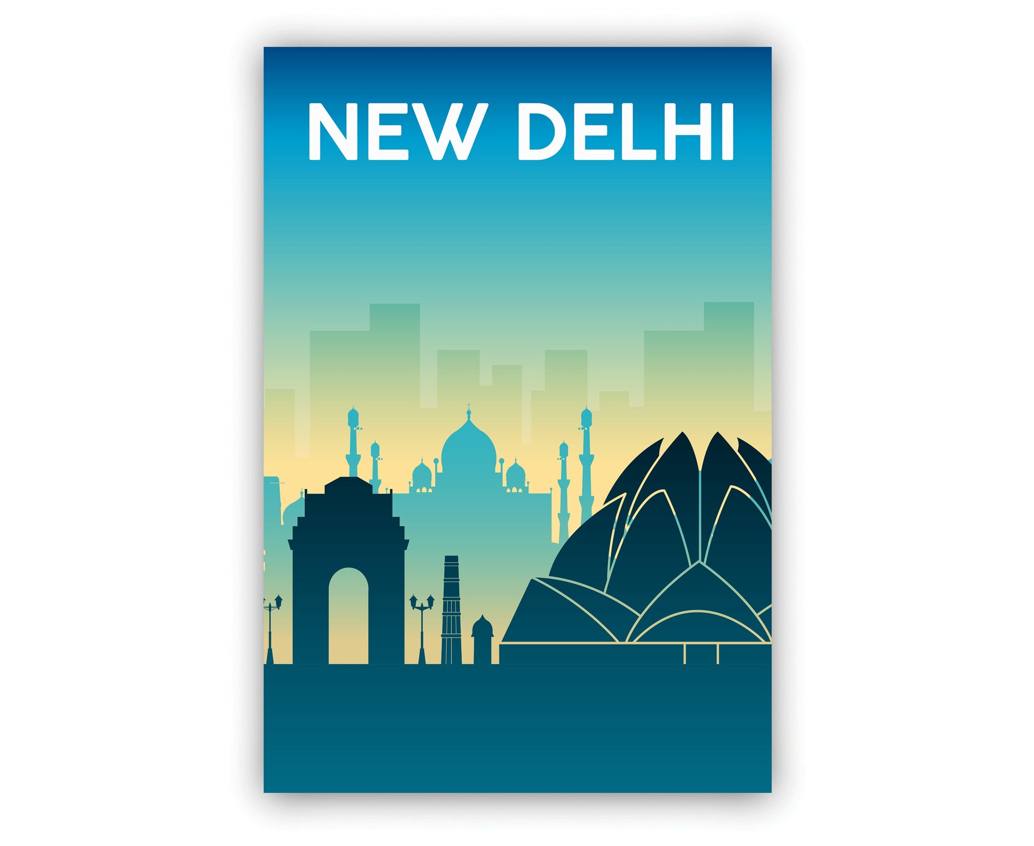 Solid Color World City Poster, India New Delhi Solid Color Modern Poster Print, New Delhi Modern City Poster, Office Wall Decoration