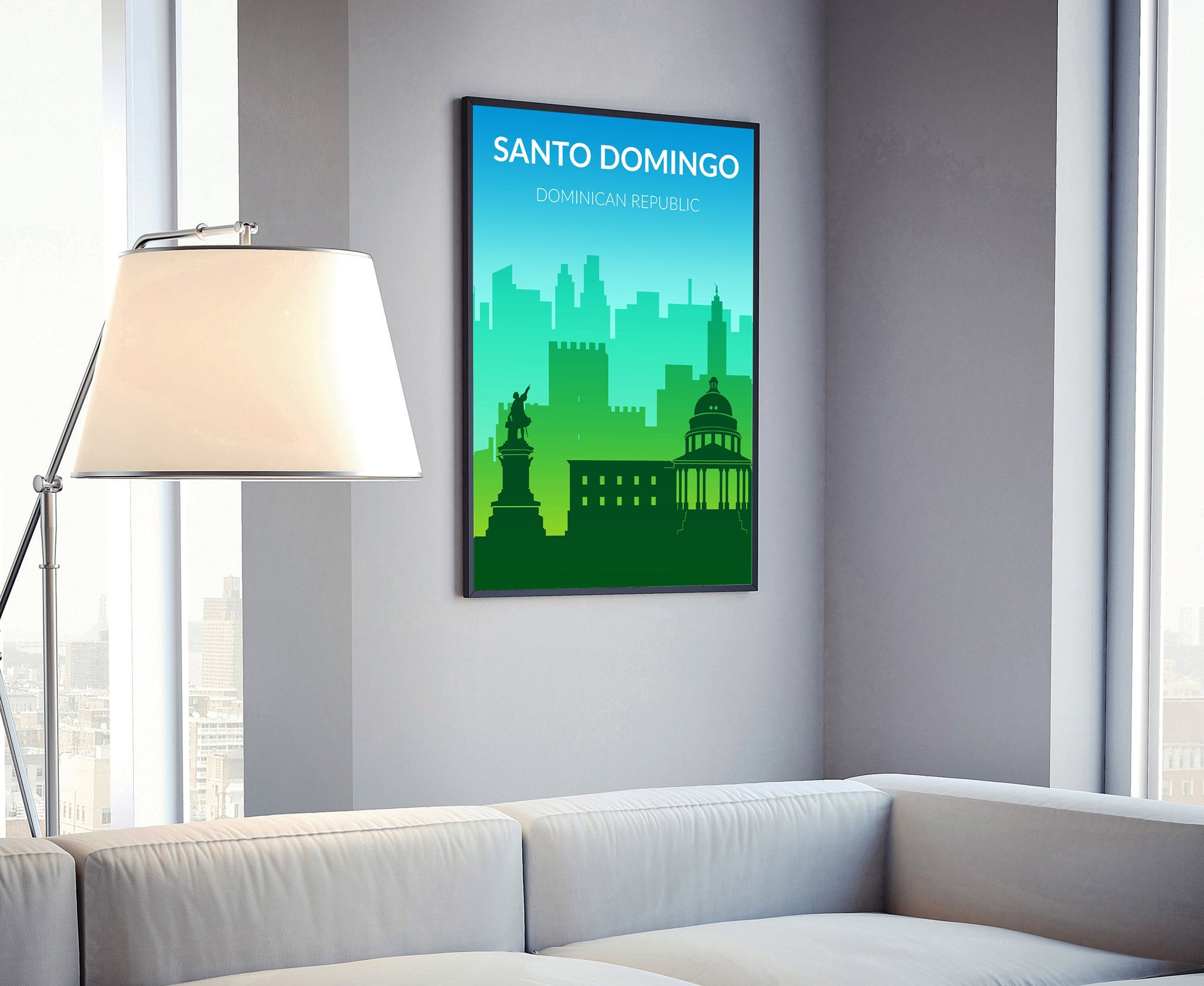 Solid Color World City Poster, Santo Domingo Solid Color Modern Poster Print, Dominican Republic Modern City Poster, Office Wall Decor