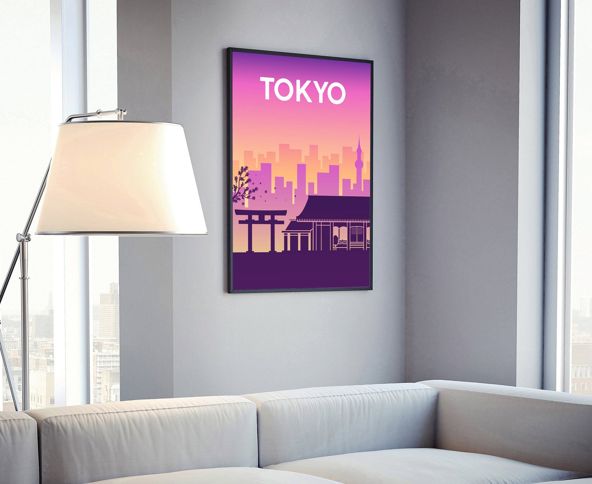 Solid Color World City Poster, Japan Tokyo Solid Color Modern Poster Print, Tokyo Modern City Poster, Office and Home Wall Decoration