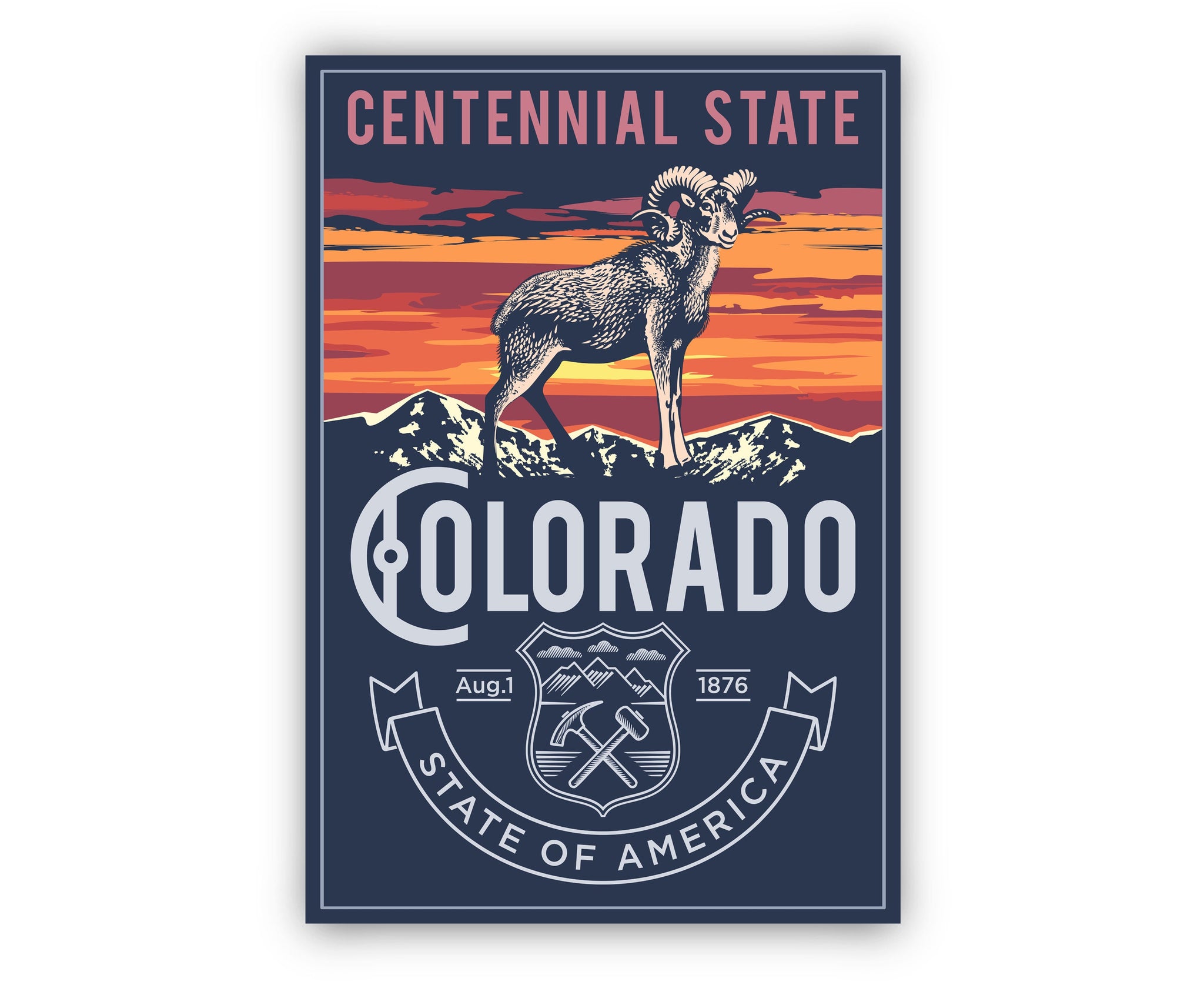 United States Colorado State Poster, Colorado Poster Print, Colorado State Emblem Poster, Retro Travel State Poster, Home, Office Wall Art