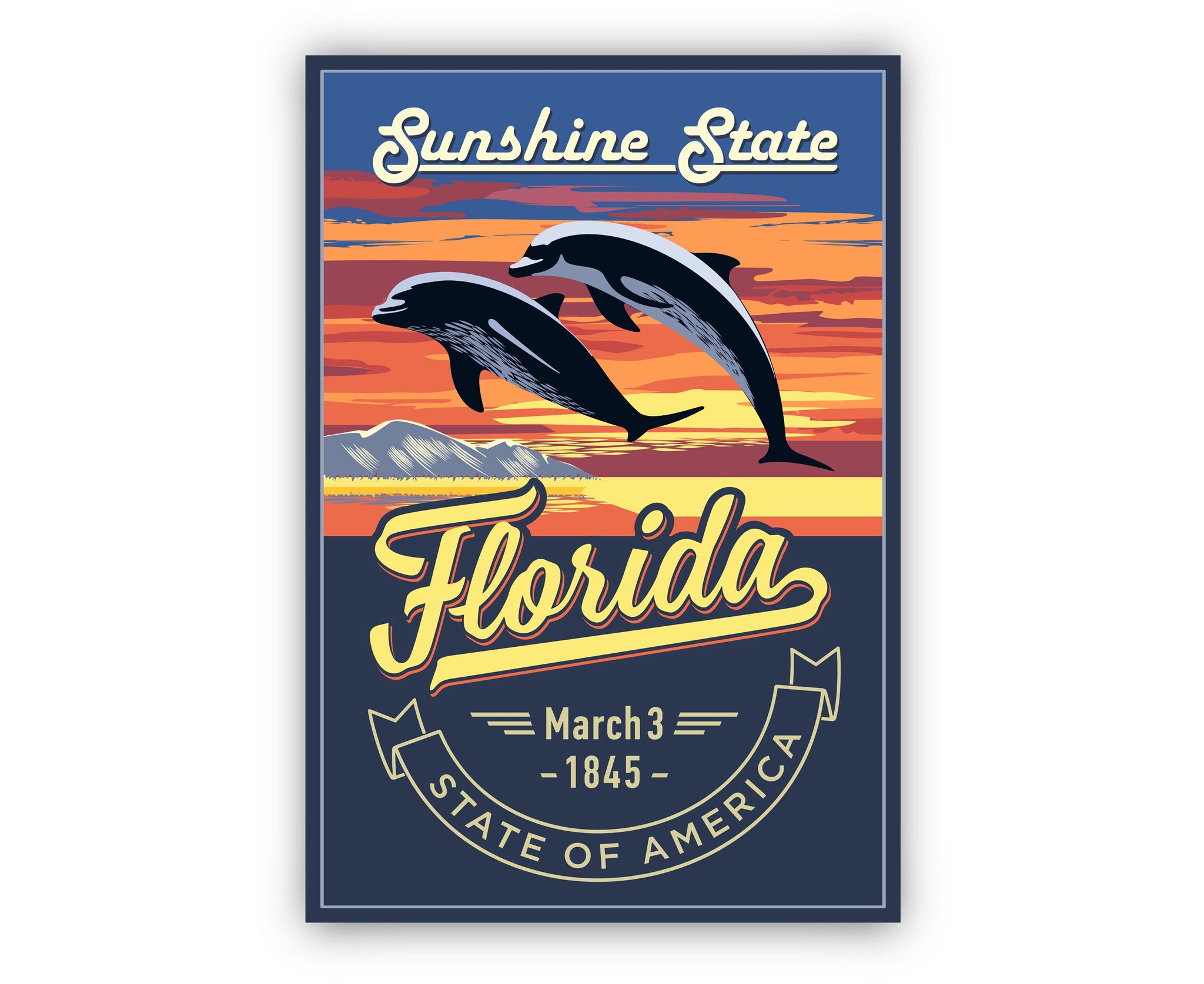 United States Florida State Poster, Florida Poster Print, Florida State Emblem Poster, Retro Travel State Poster, Home and Office Wall Art