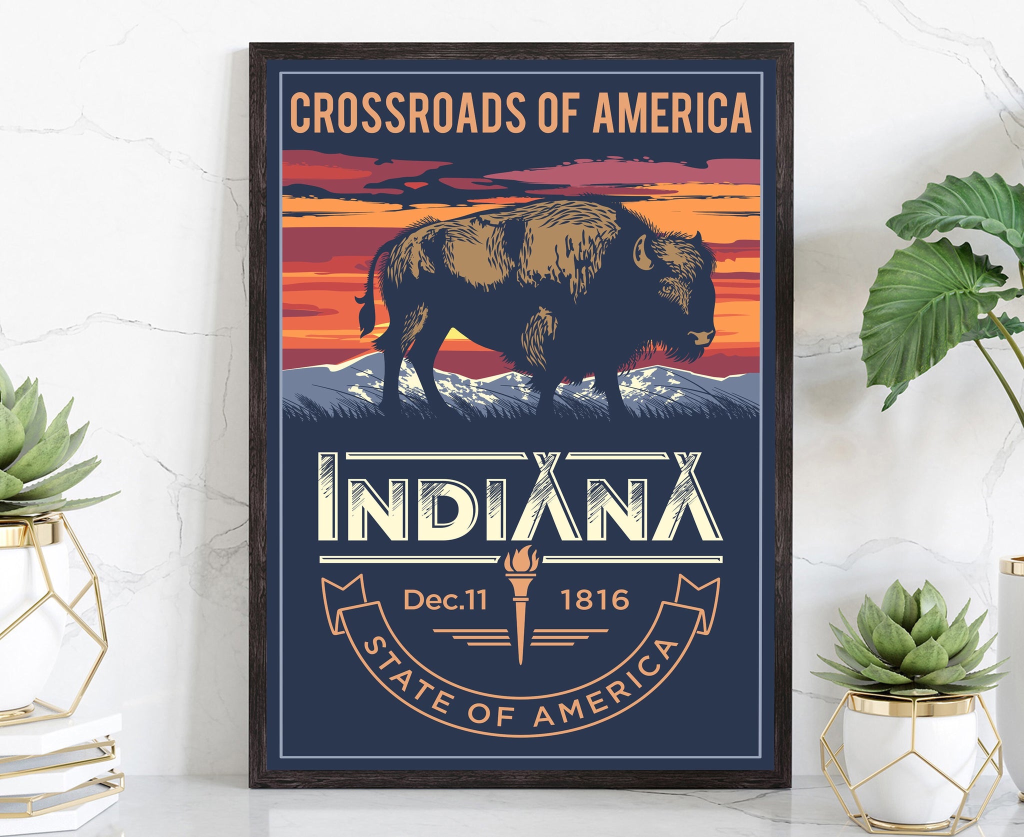 Indiana State Emblem Poster