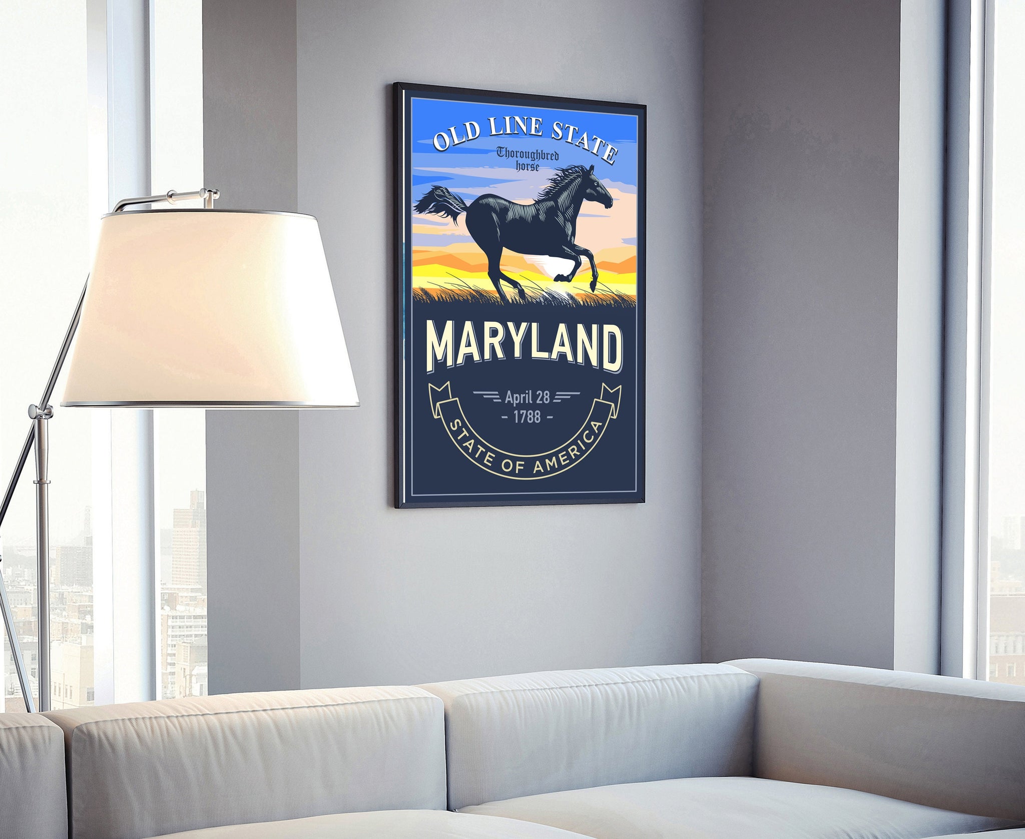 United States Poster, Maryland State Poster Print, Maryland State Emblem Poster, Retro Travel State Poster, Home Wall Art, Office Wall Art