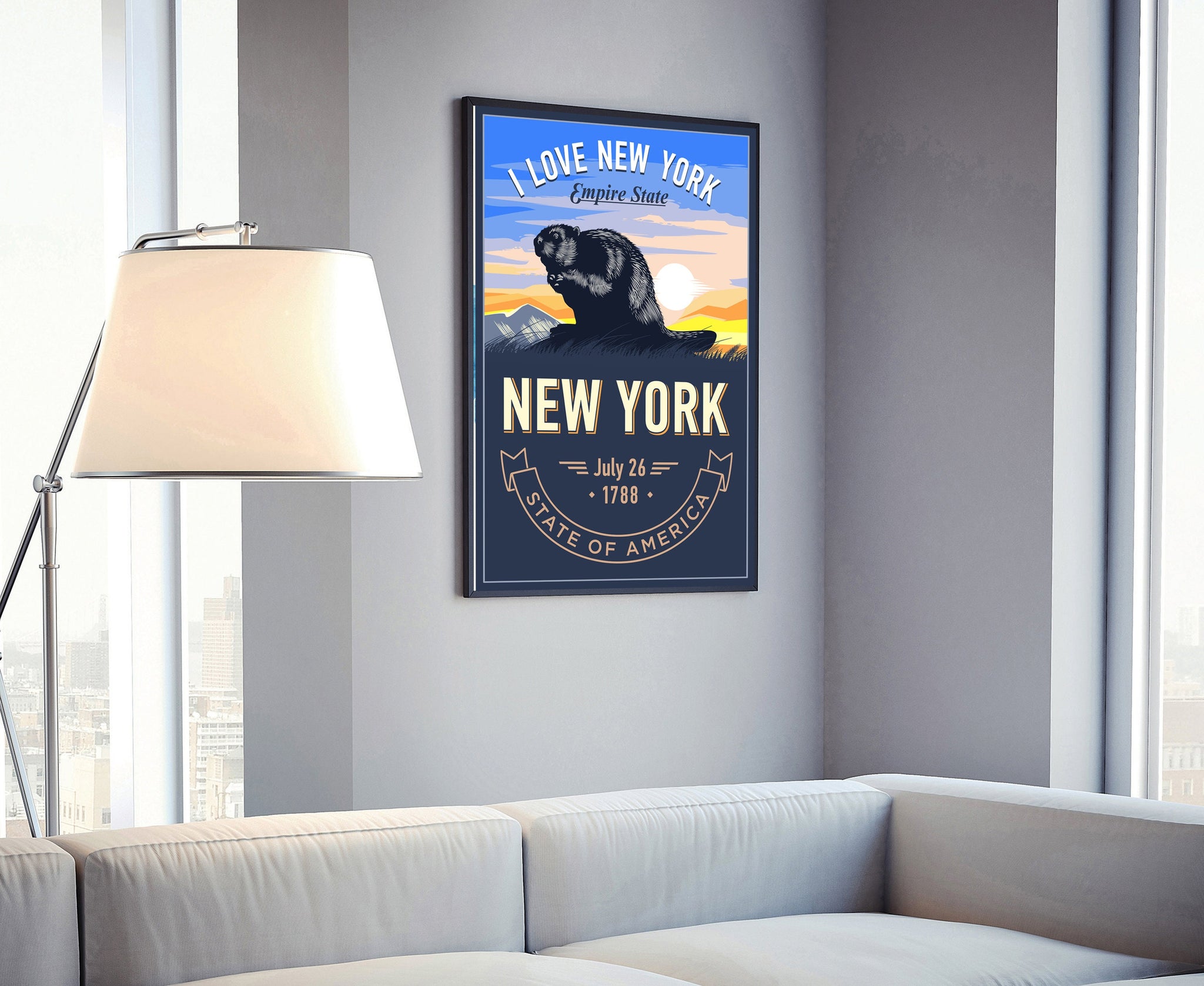 United States Poster, New York State Poster Print, New York State Emblem Poster, Retro Travel State Poster, Home Wall Art, Office Wall Art