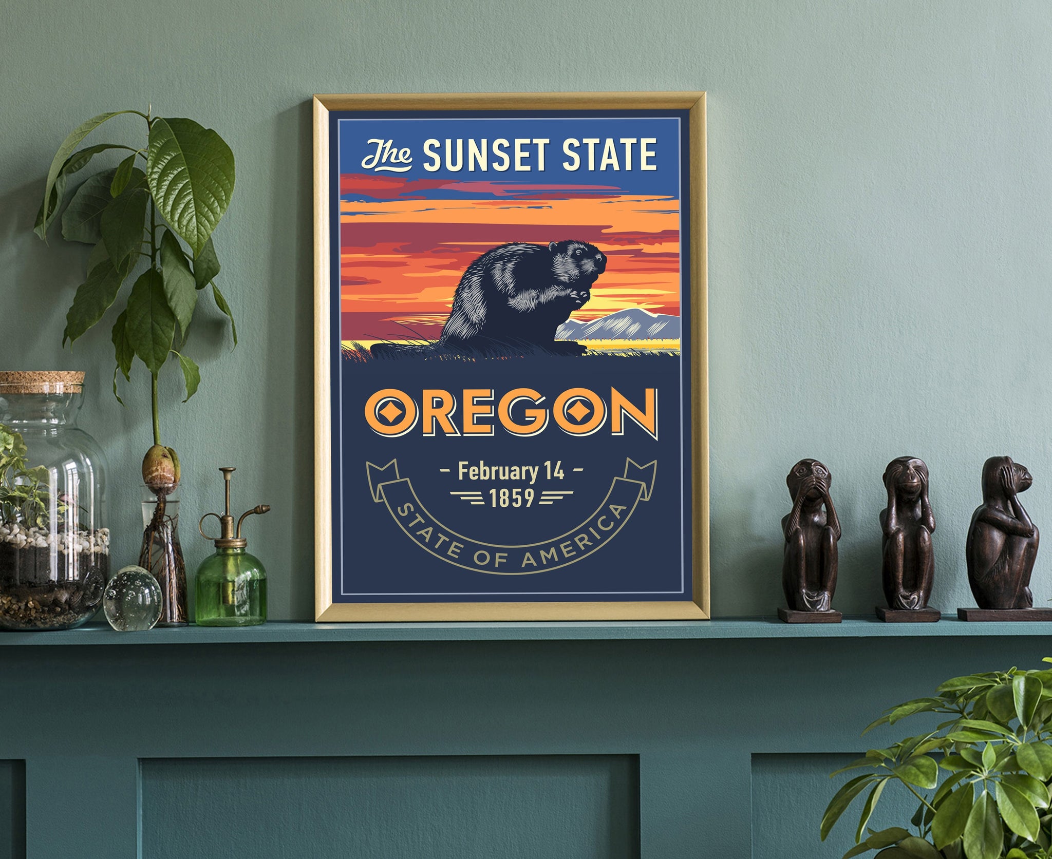 United States Poster, Oklahoma State Poster Print, Oklahoma State Emblem Poster, Retro Travel State Poster, Home Wall Art, Office Wall Art