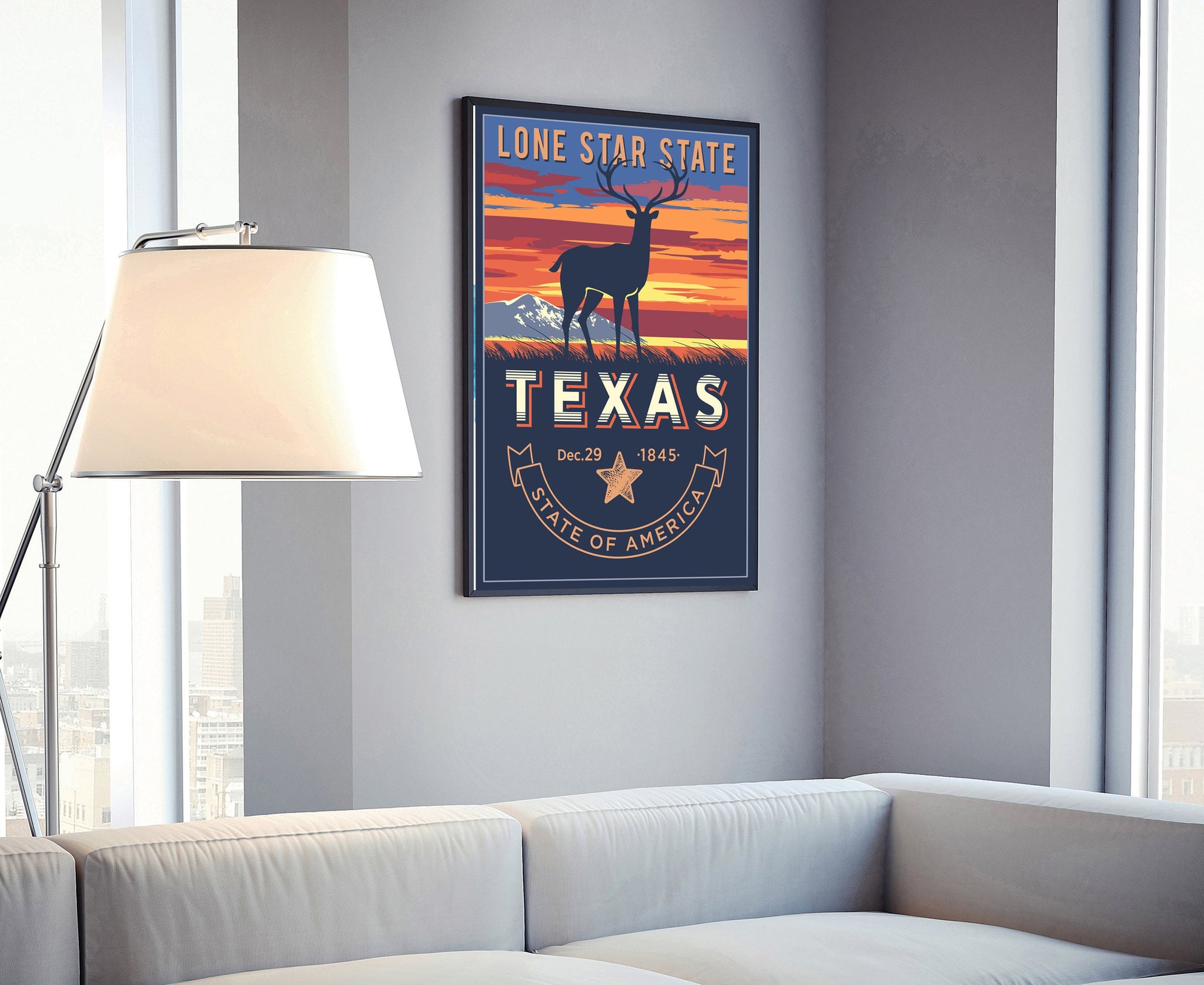 United States Poster, Texas State Poster Print, Texas State Emblem Poster, Retro Travel State Poster, Home Wall Art, Office Wall Art
