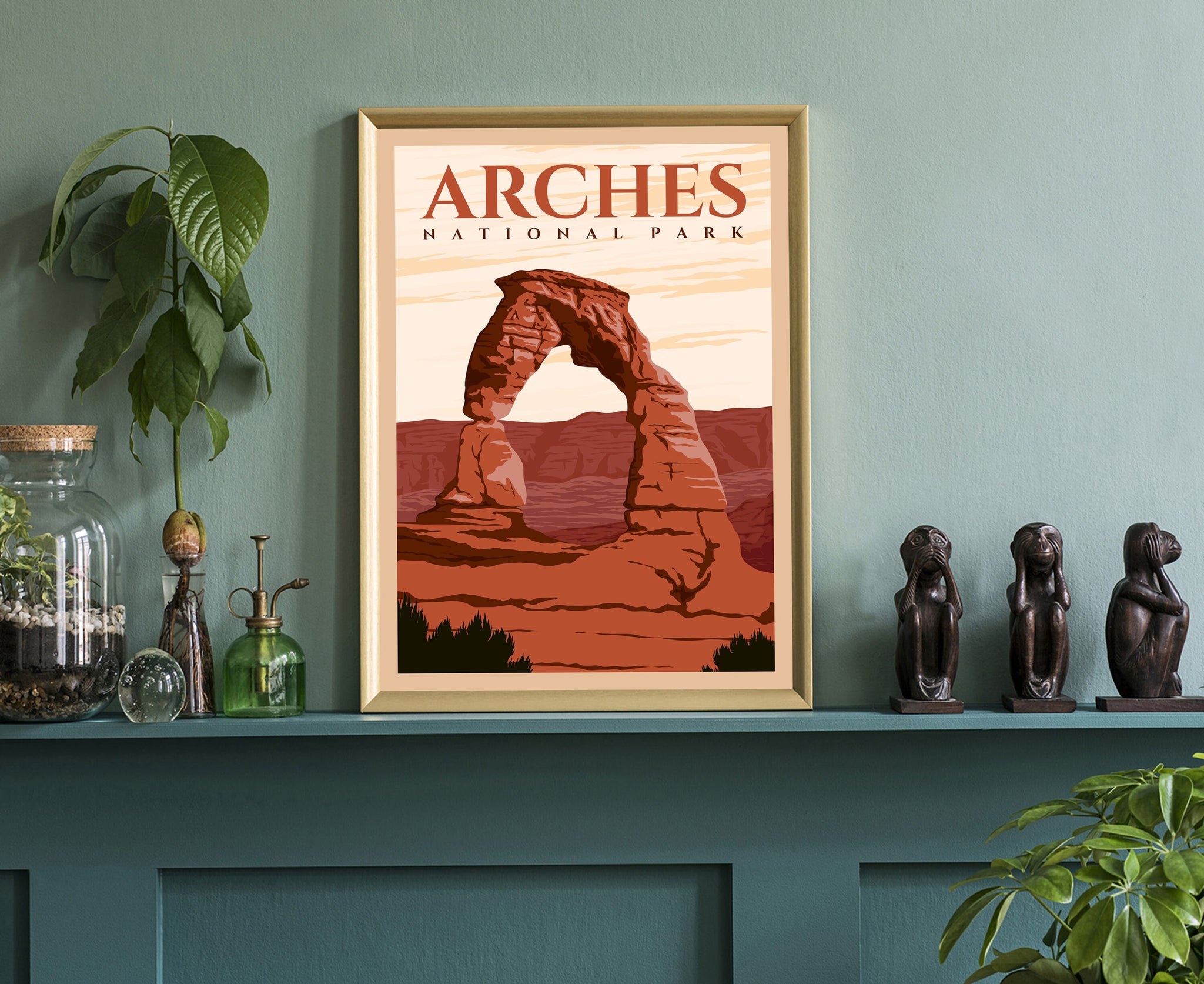 Arches National Park, Travel Poster Print, Utah National Park, Arches Retro Travel Poster, National park in Grand County Utah, Birthday Gift
