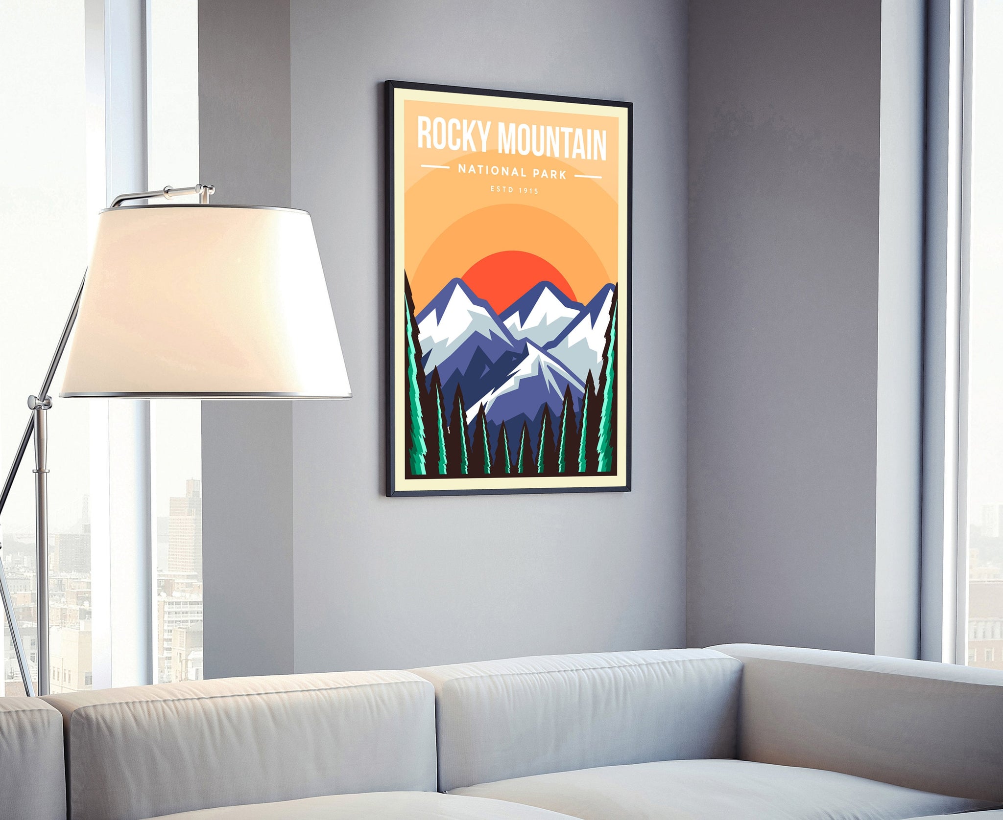 Rocky Mountain Colorado National Park Retro Travel Poster Print
