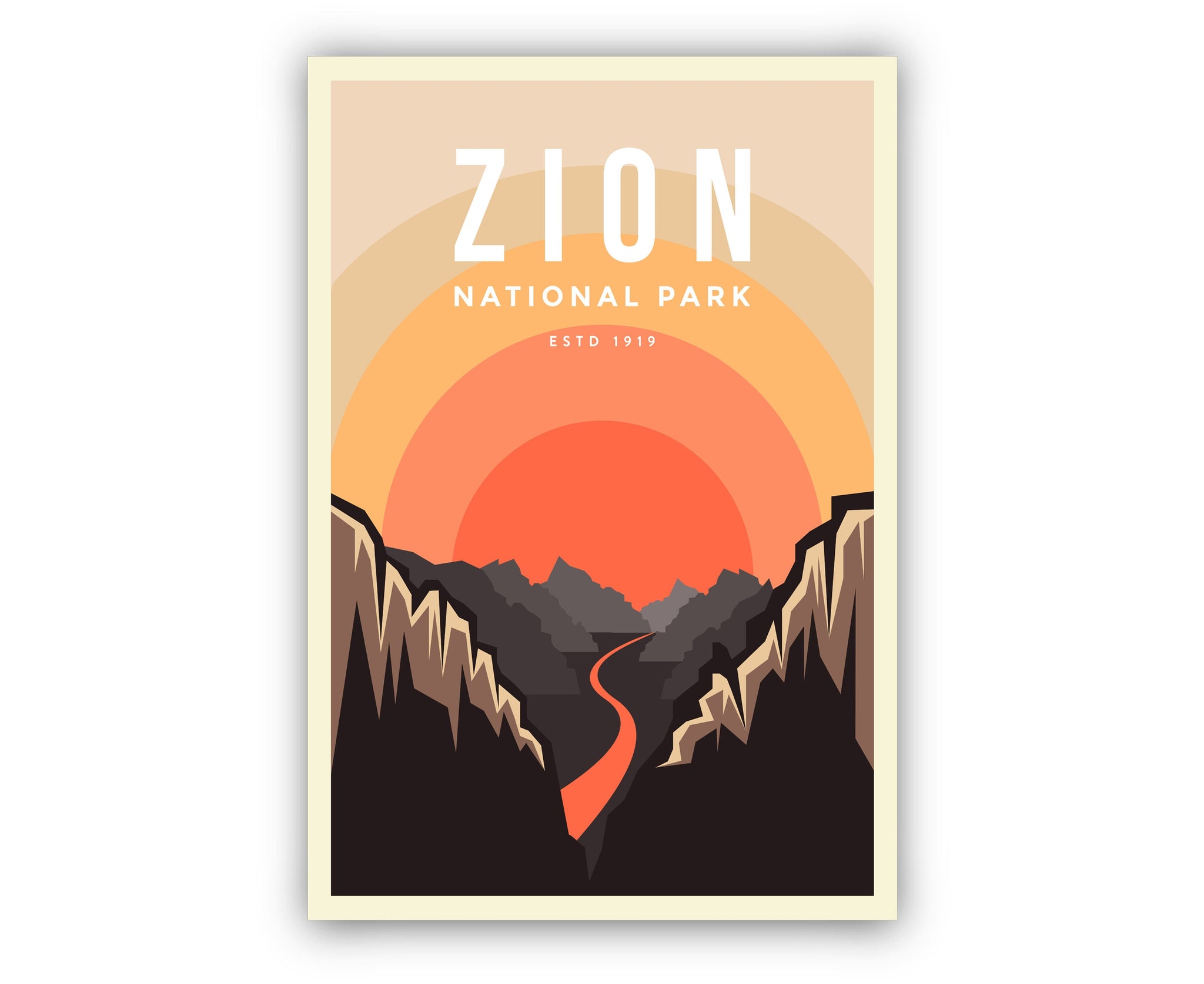 Zion National Park, Retro Travel Poster Print, Zion National park in Utah, Housewarming Gift, Office Wall Art, Utah Vintage Posters