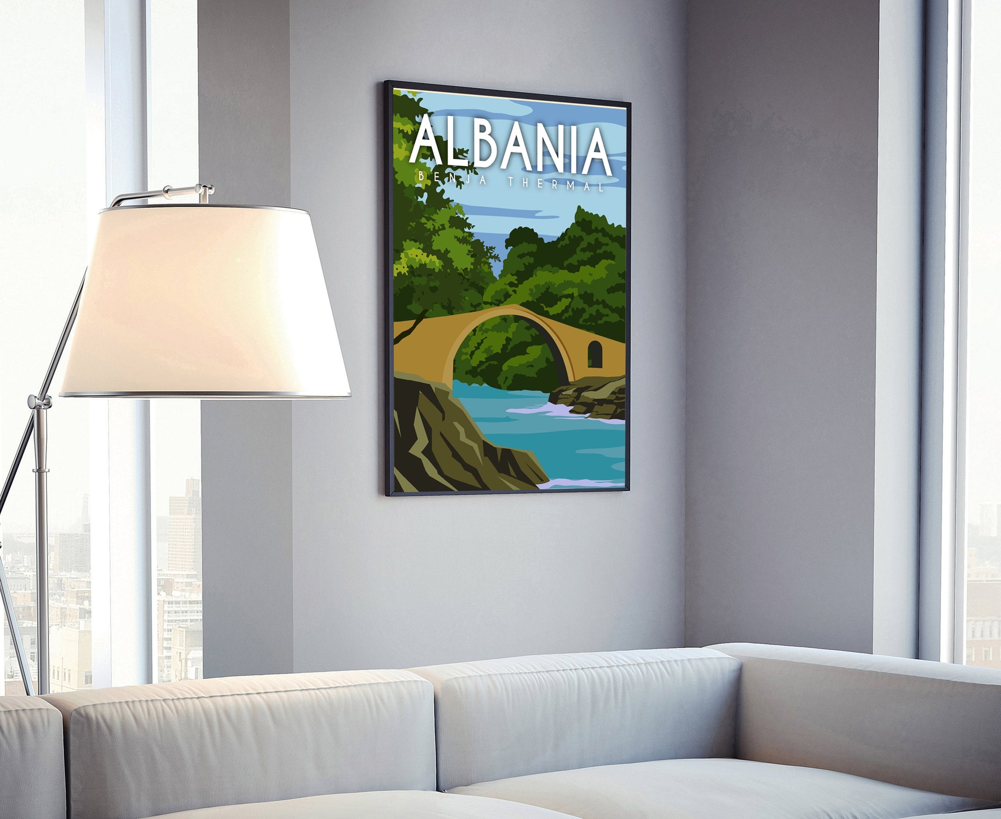 ALBANIA Benja Thermal traditional travel print, Albania poster artwork, Country Retro travel poster print home decoration, Housewarming Gift