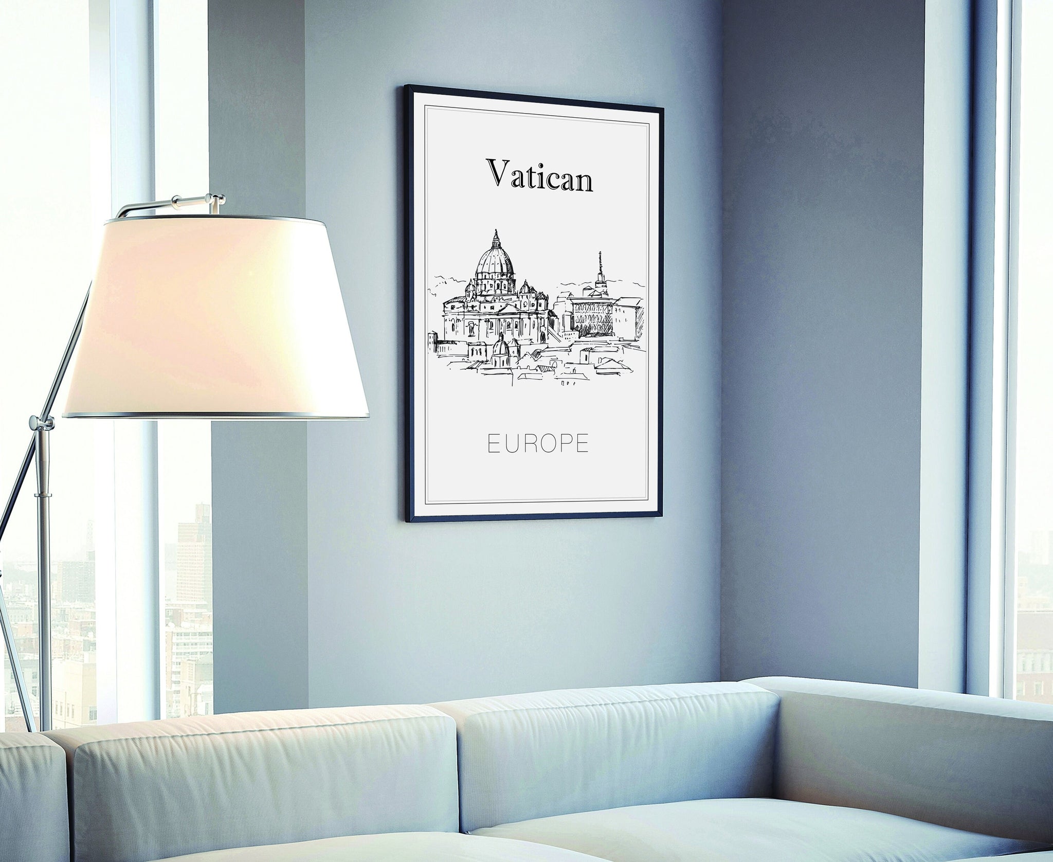 Hand Drawn Poster, Vatican Travel Poster, Europe Poster Wall Art, Vatican Cityscape and Landmark Map, City Map Poster for Home and Office