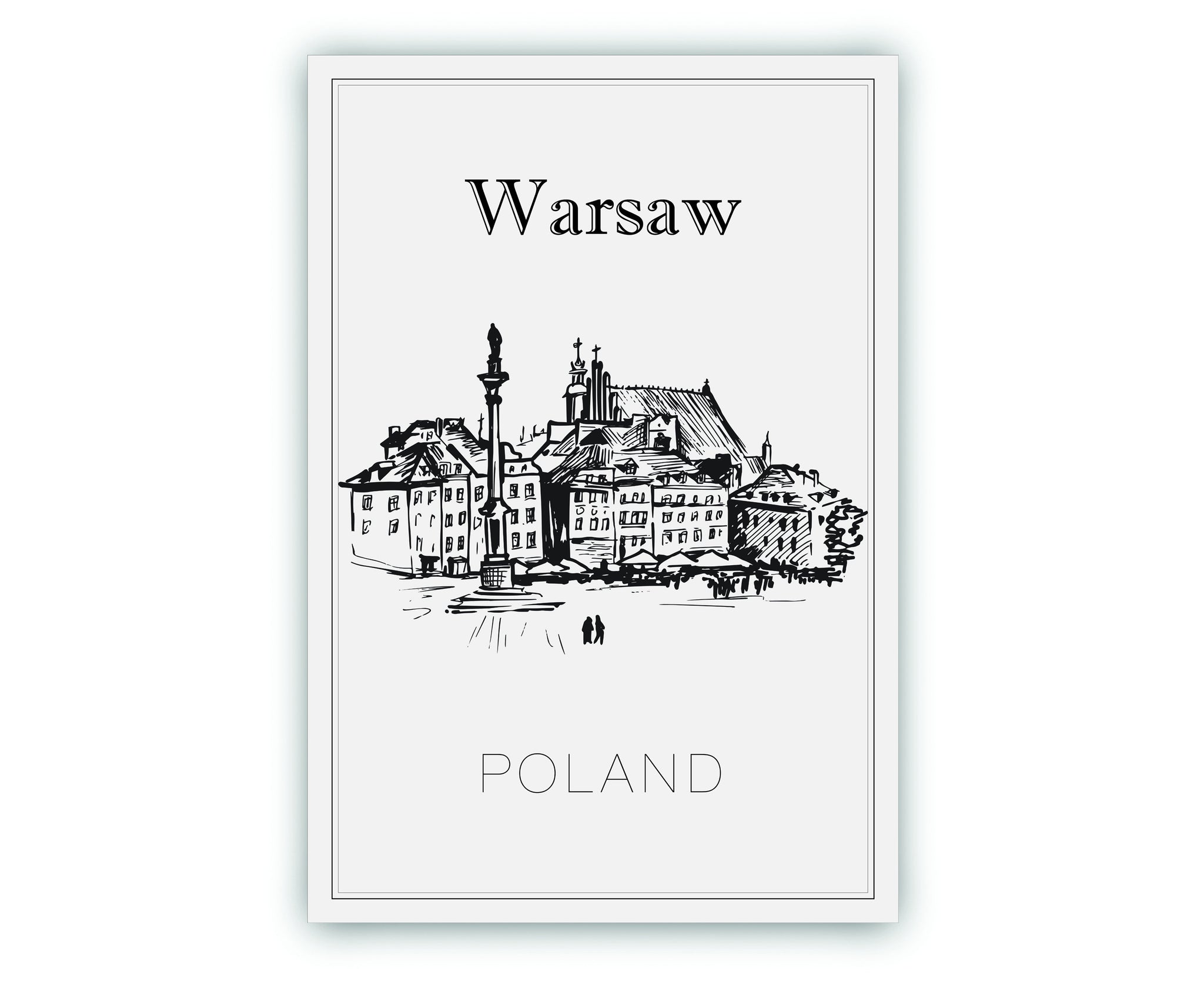 Hand Drawn Poster, Warsaw Travel Poster, Poland Poster Wall Art, Warsaw Cityscape and Landmark Map, City Map Poster for Home and Office