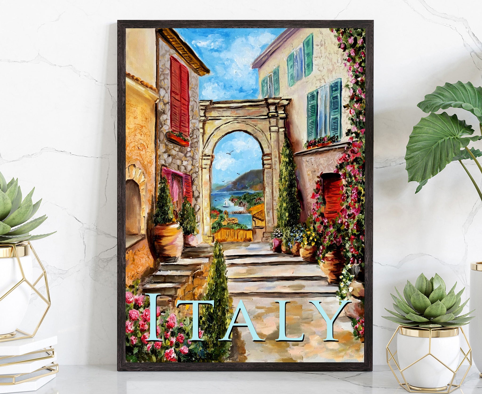 ITALY travel poster, Italy cityscape poster artwork, Italy landmark poster wall art, Home wall art, Office wall decoration, Birthday gift!