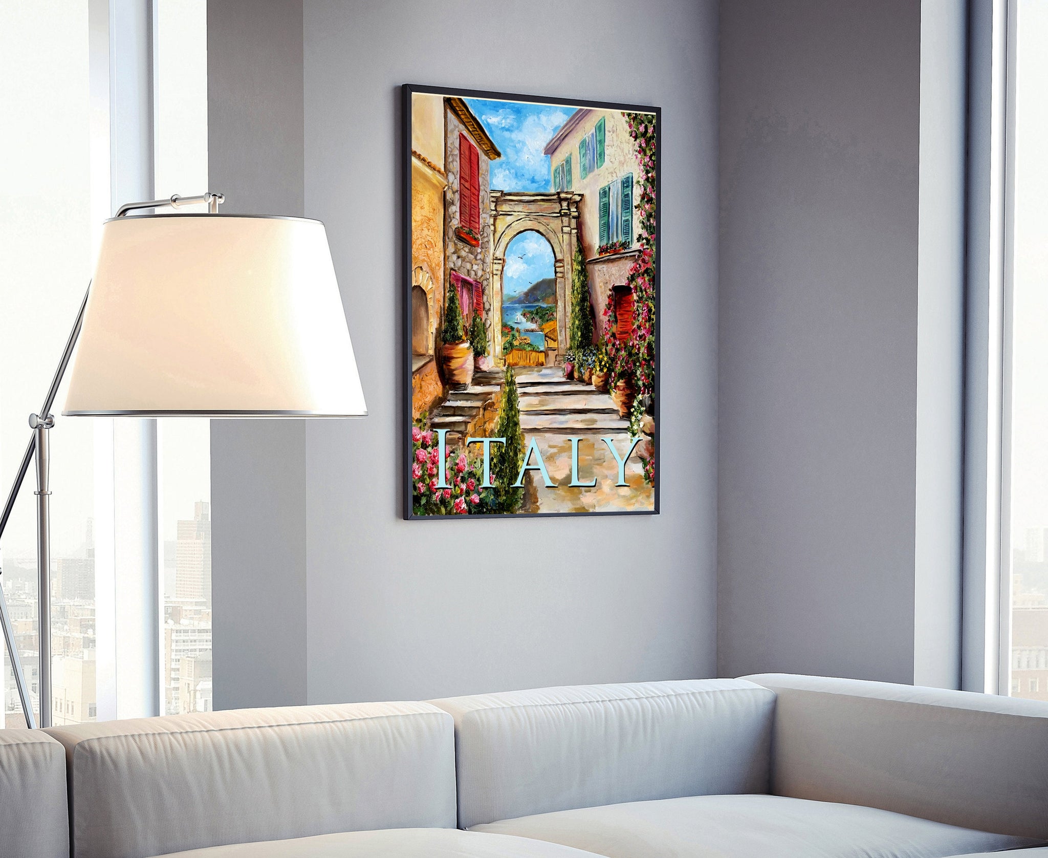 ITALY travel poster, Italy cityscape poster artwork, Italy landmark poster wall art, Home wall art, Office wall decoration, Birthday gift!
