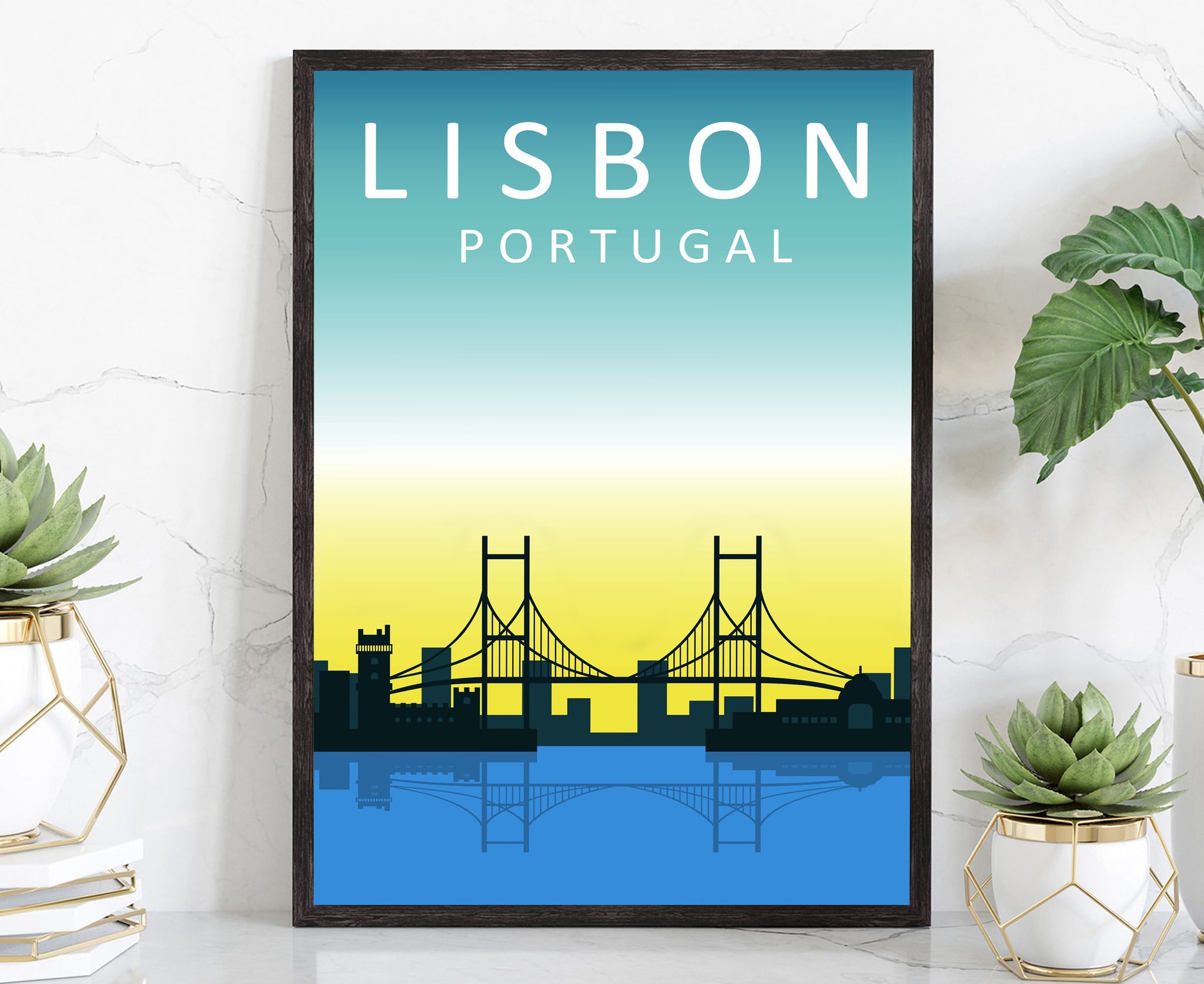 PORTUGAL LISBON travel poster, Lisbon Portugal cityscape poster, Lisbon landmark poster wall art, Home wall art, Office wall Decoration