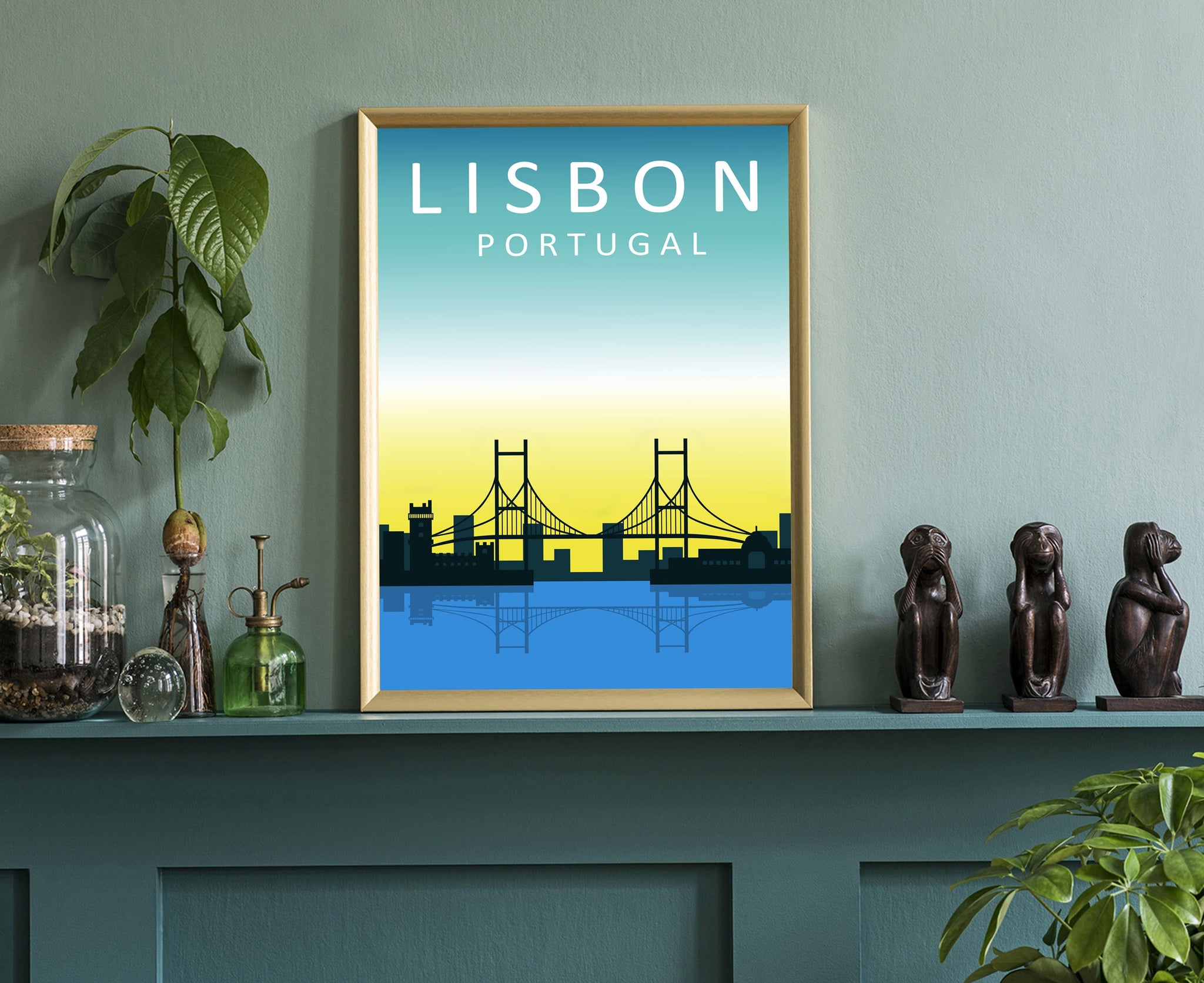 PORTUGAL LISBON travel poster, Lisbon Portugal cityscape poster, Lisbon landmark poster wall art, Home wall art, Office wall Decoration