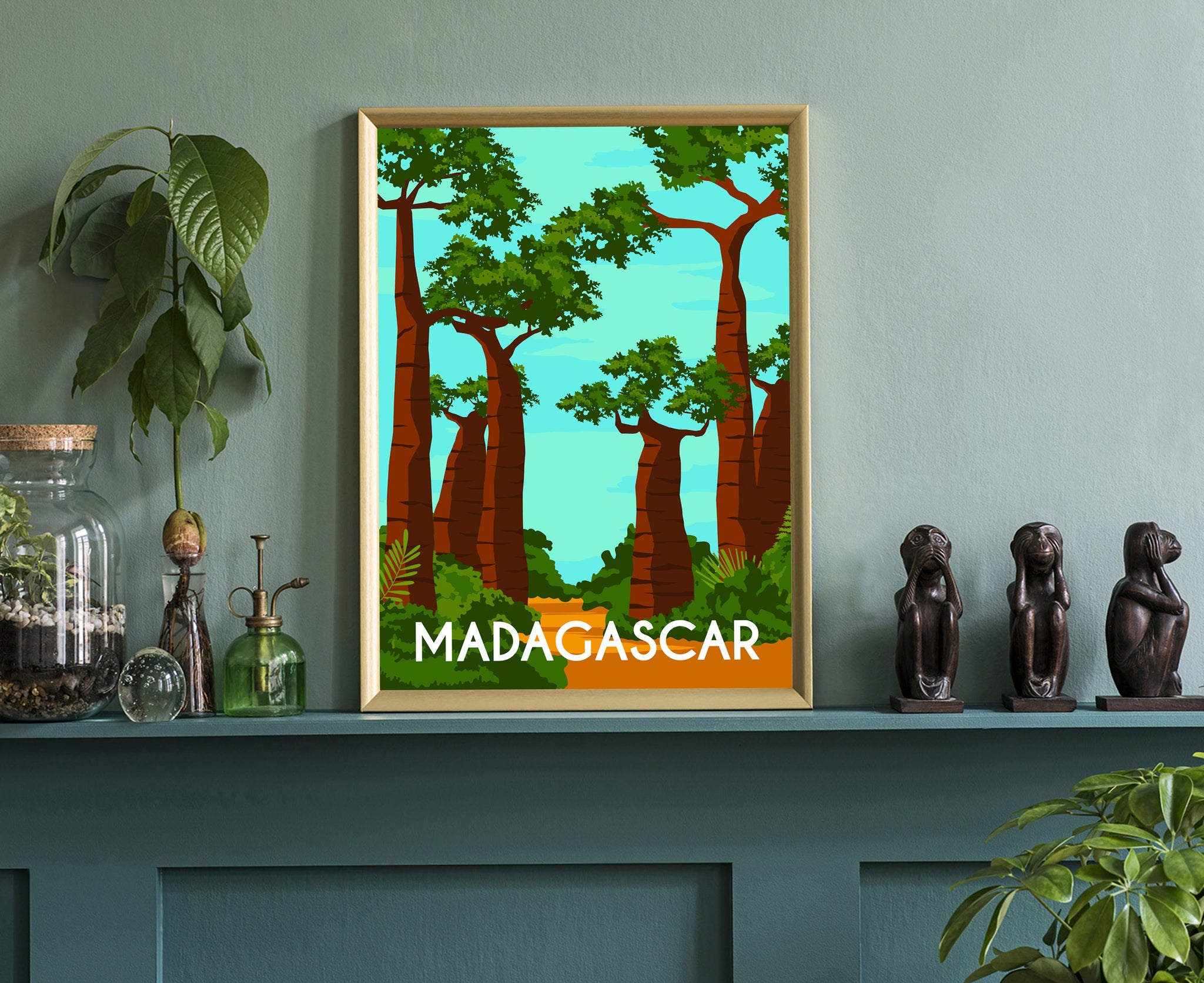 MADAGASCAR travel poster, Madagascar cityscape poster, Madagascar landmark poster wall art, Home wall artwork, Office wall decoration