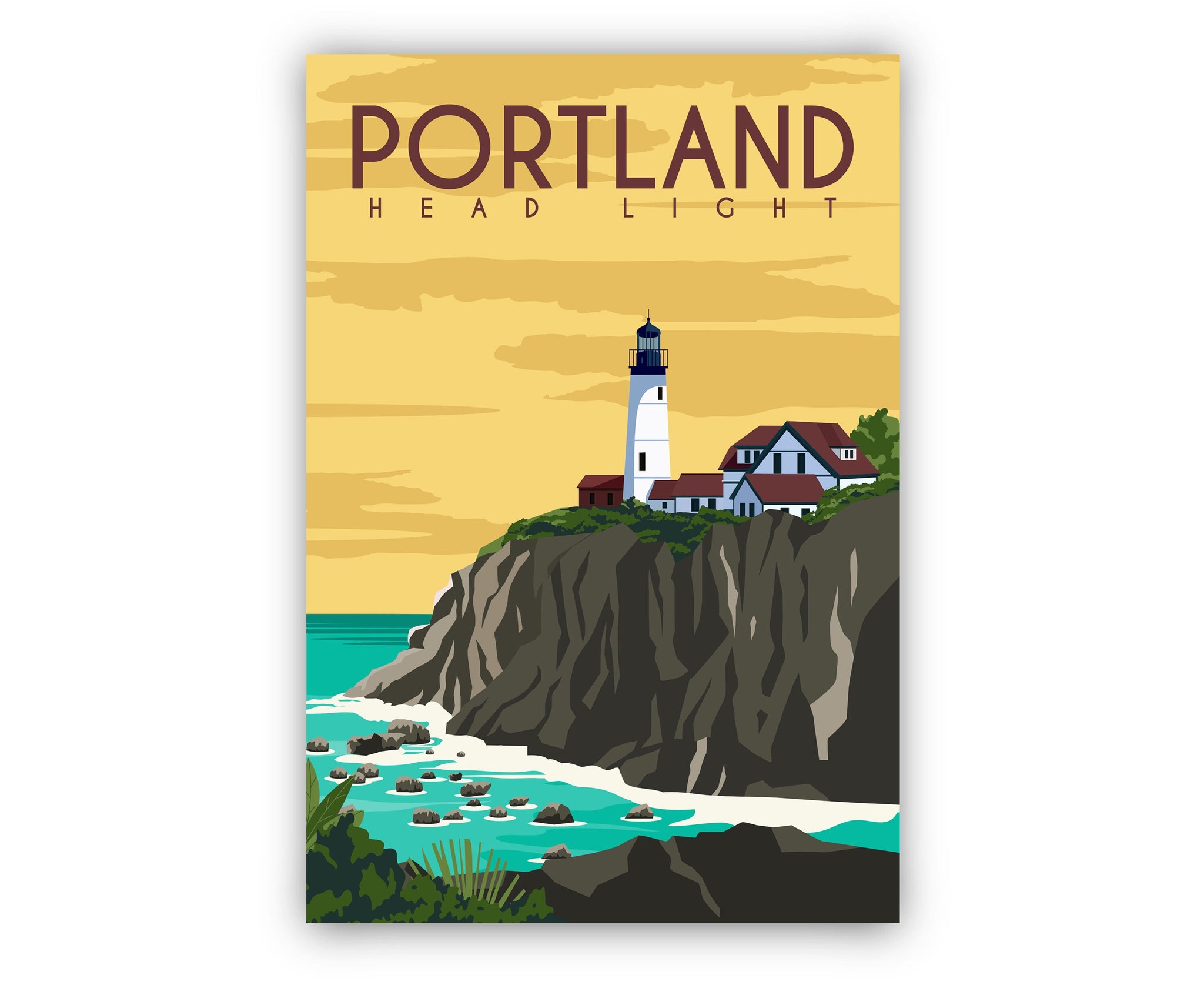 PORTLAND retro travel poster , Portland cityscape poster, Portland landmark poster wall art, Home wall art, Office wall decorations