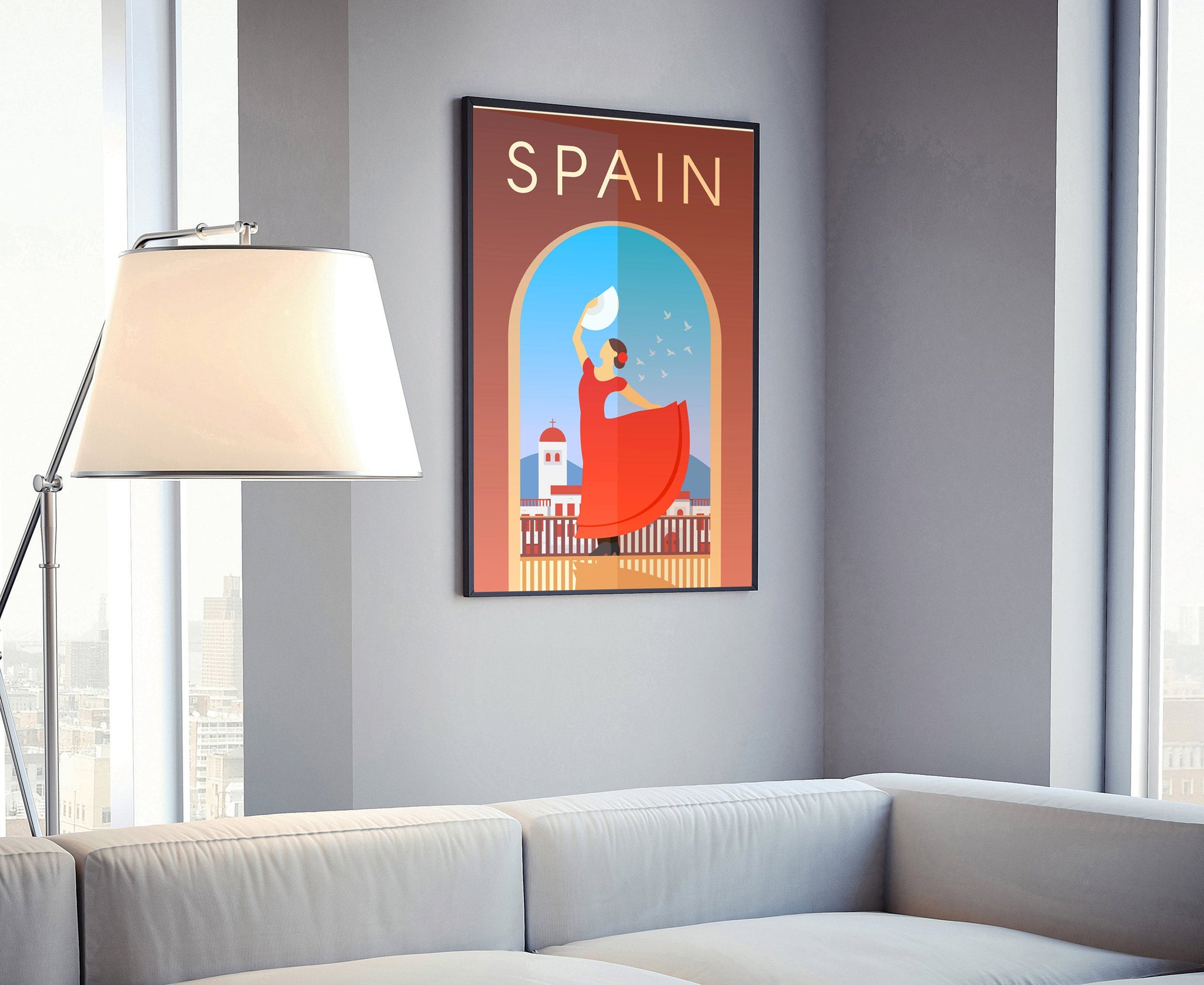 SPAIN travel poster, Spain cityscape poster, Spain landmark poster wall art, Home wall art, Office wall decoration, Birthday gift