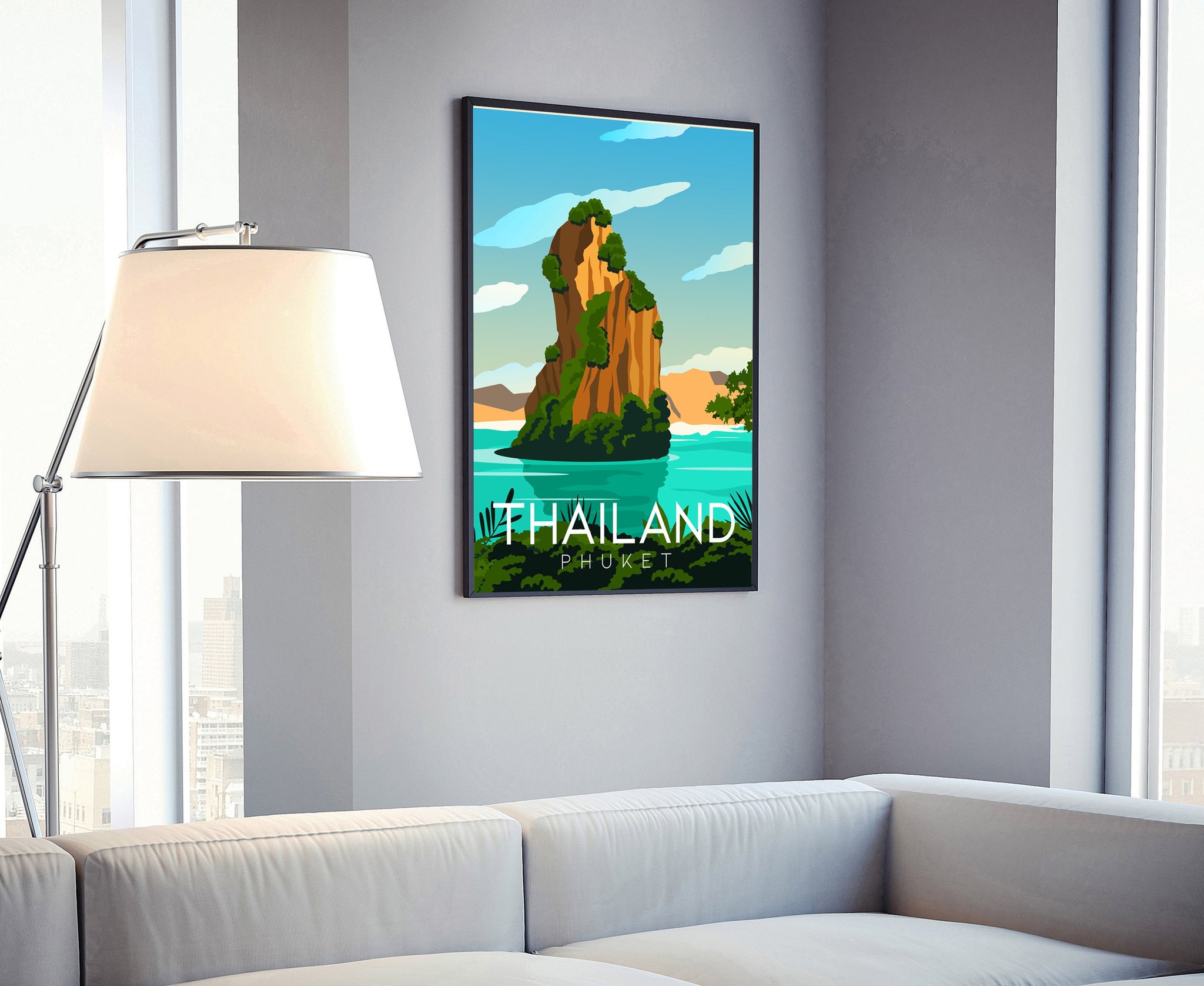 THAILAND travel poster, Thailand cityscape and landmark poster wall art, Home wall art, Office wall decoration, Housewarming Christmas gift