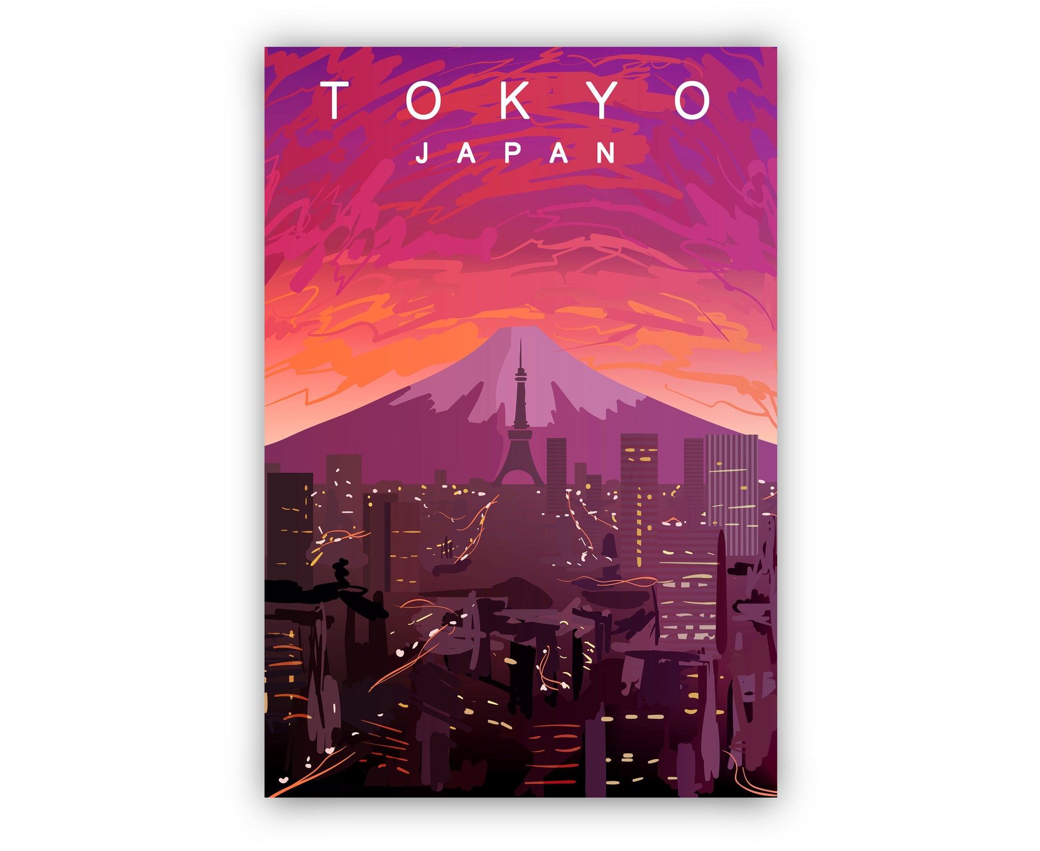 TOKYO TRAVEL POSTER, Tokyo Japan Cityscape and Landmark Poster Wall Art, Home Wall Art, Office Wall Decor