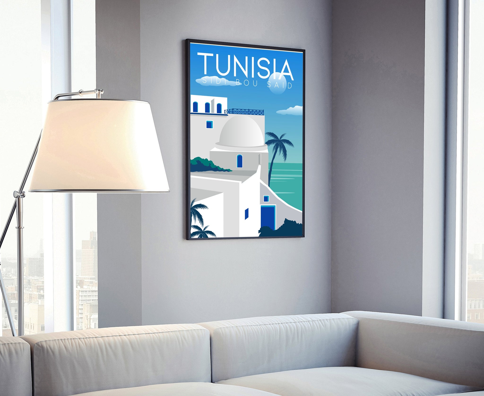 TUNISIA TRAVEL POSTER, Tunisia Cityscape and Landmark Poster Wall Art, Home Wall Art, Office Wall Decor