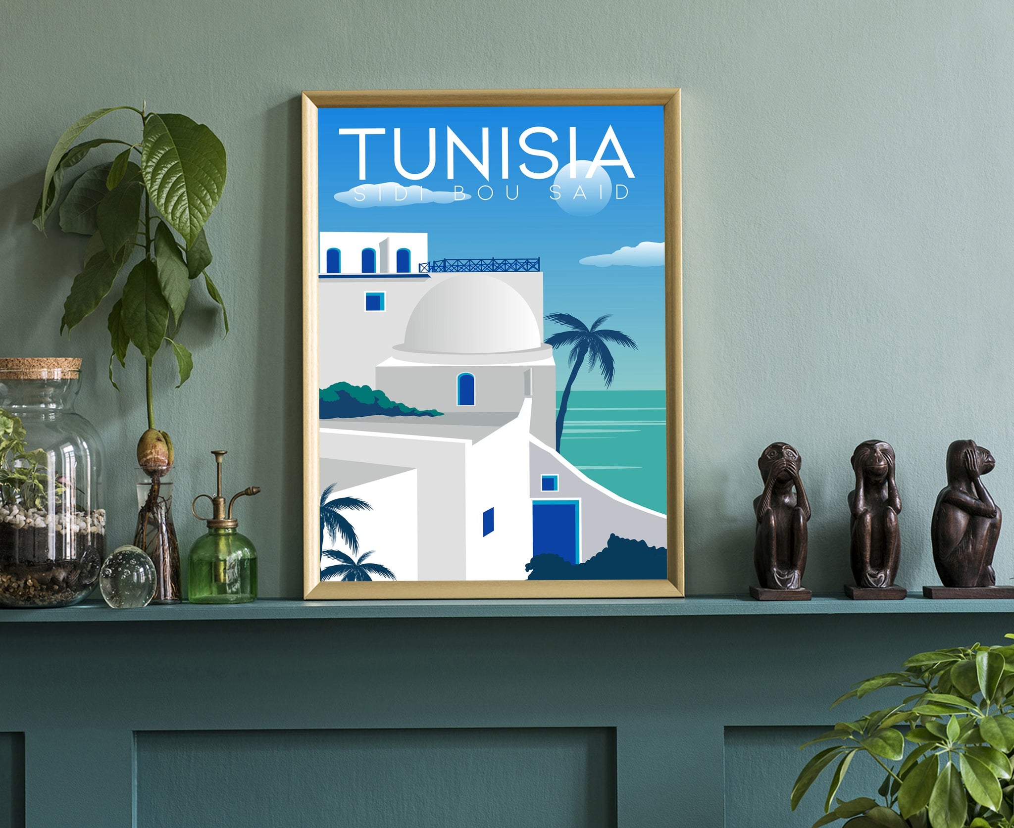 TUNISIA TRAVEL POSTER, Tunisia Cityscape and Landmark Poster Wall Art, Home Wall Art, Office Wall Decor