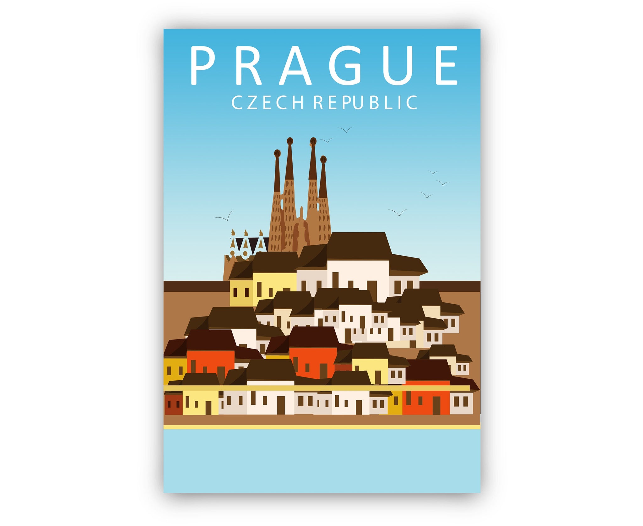 CZECH REPUBLIC PRAGUE travel poster, Prague cityscape poster, Prague landmark poster wall art, Home wall art, Office wall decoration