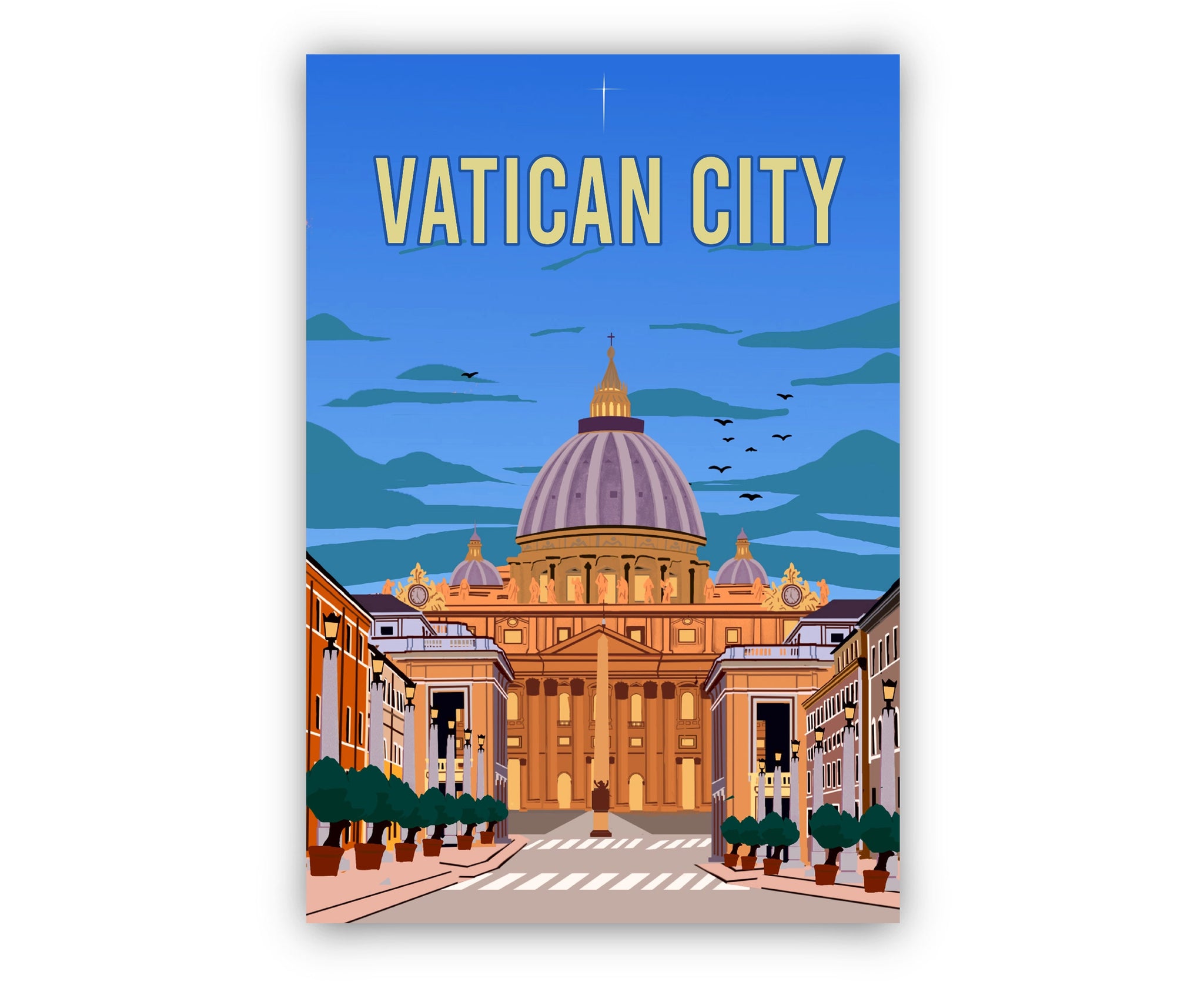 VATICAN travel poster, Vatican City cityscape poster, Vatican landmark poster wall art, Home wall art, Office wall decoration, Gift for him