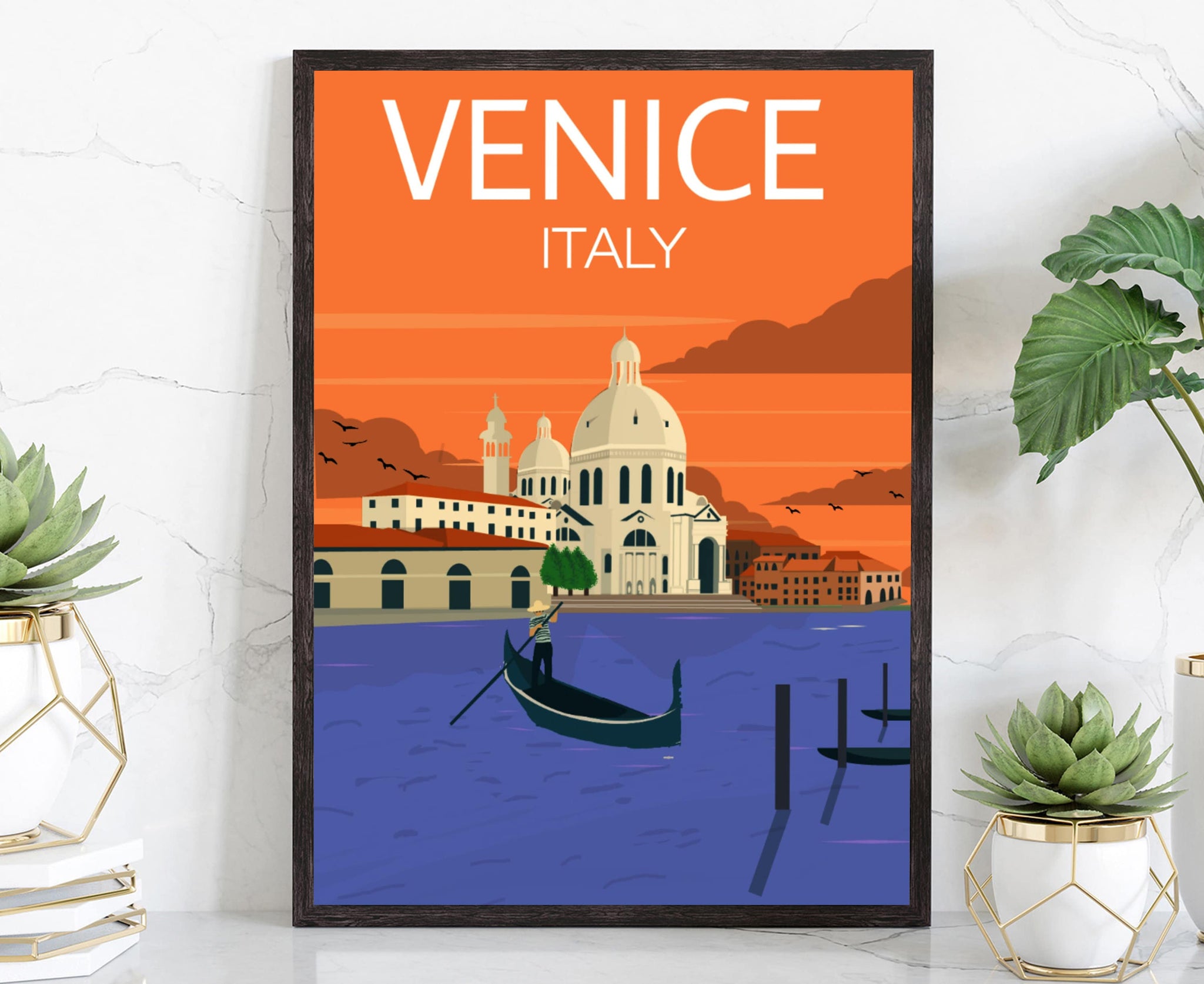VENICE travel poster, Venice cityscape poster print, Venice Italy landmark poster wall artwork, Home wall art poster, Office wall decoration