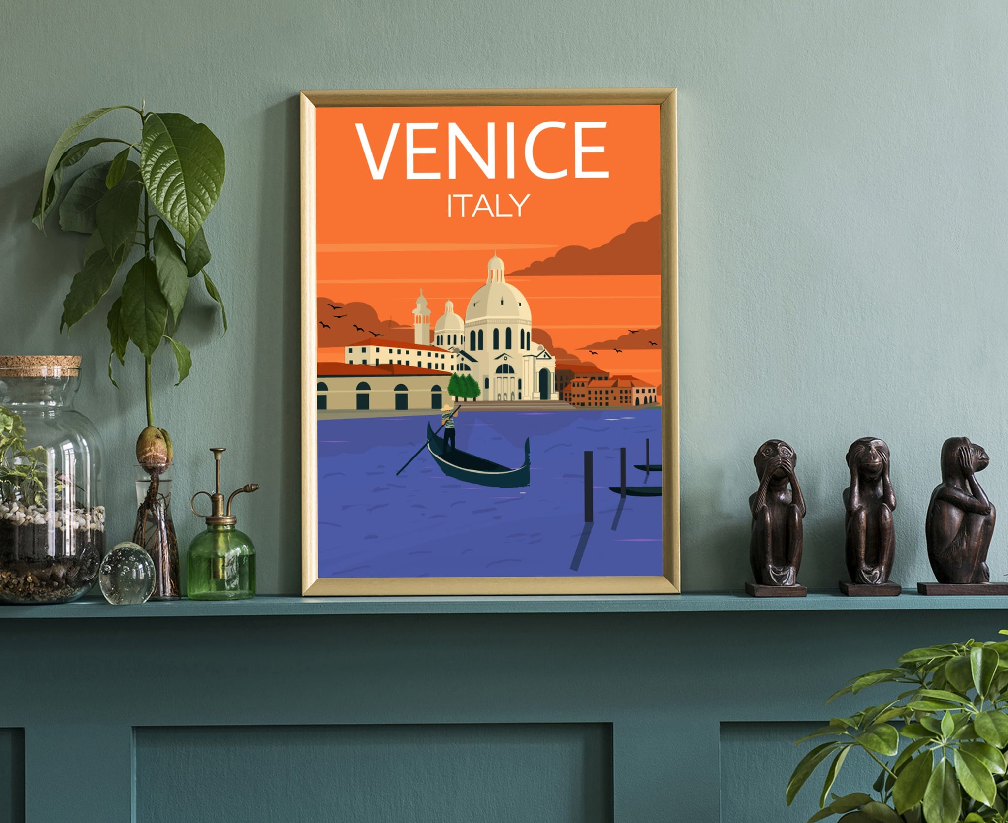 VENICE travel poster, Venice cityscape poster print, Venice Italy landmark poster wall artwork, Home wall art poster, Office wall decoration