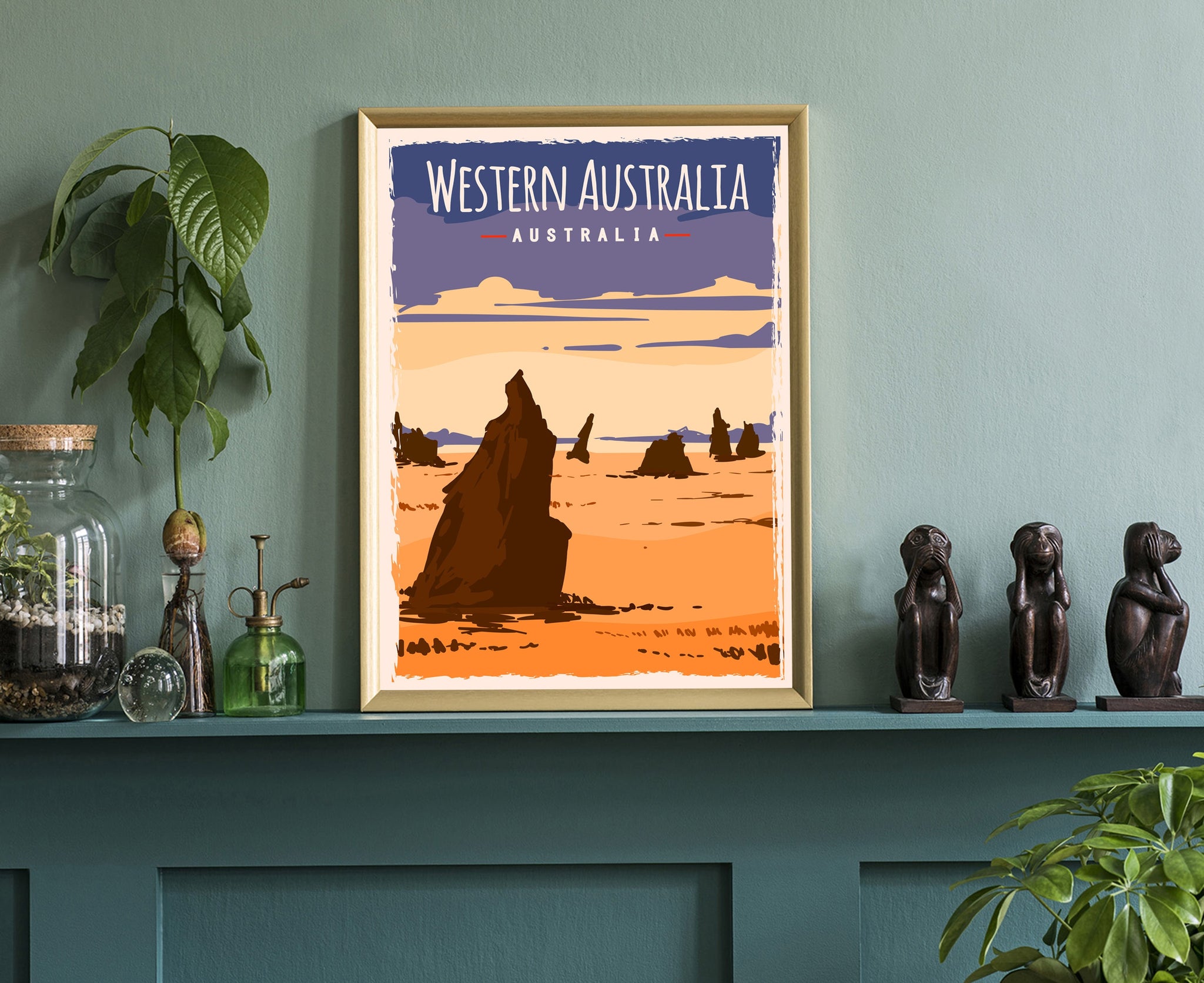 WESTERN AUSTRALIA travel poster, Australia cityscape poster art, Australia landmark poster wall art, Home wall art, Office wall decoration