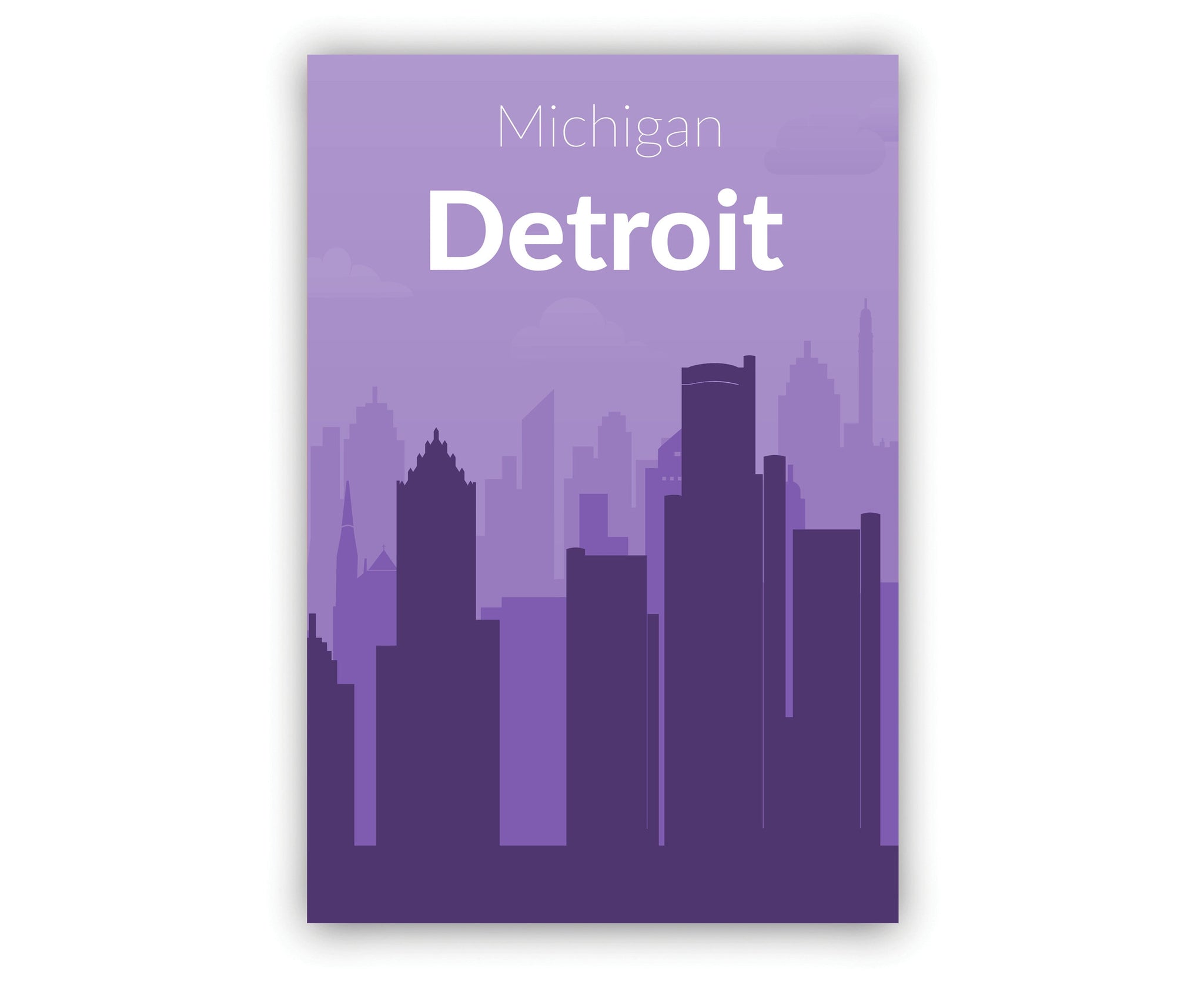 Solid Color US Cities Poster, Michigan Detroit Solid Color Modern Poster Print, Modern State Poster for Office Decorations, Poster for Home