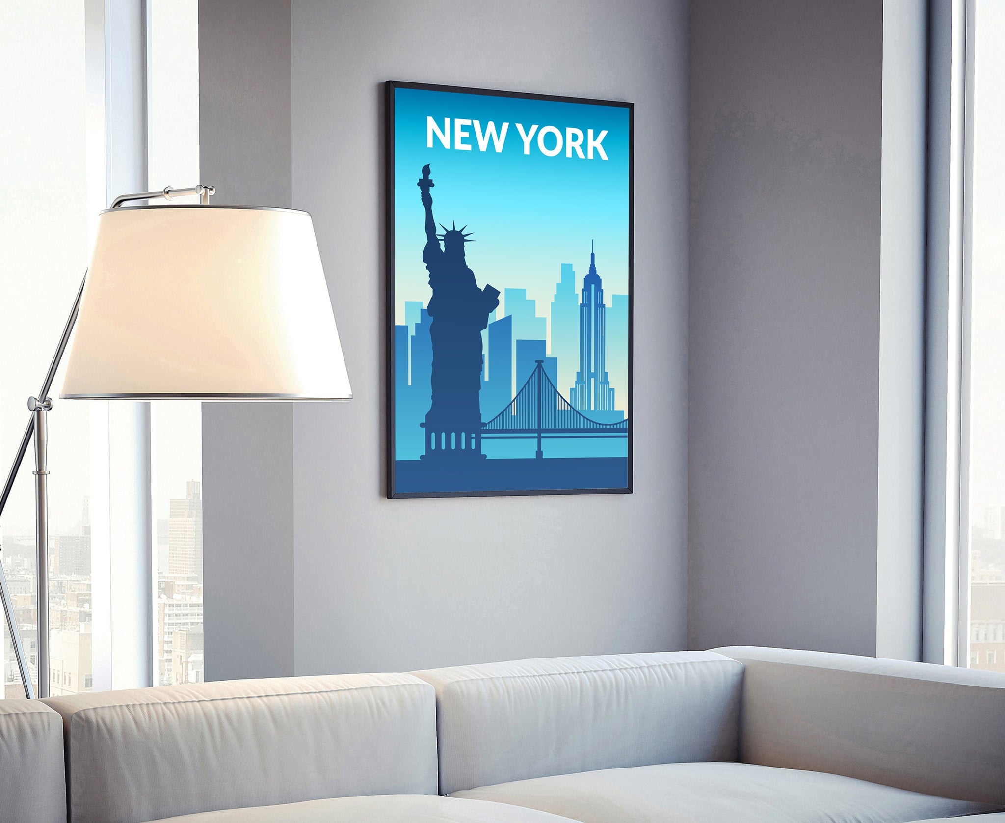 Solid Color US Cities Poster, New York Solid Color Modern Poster Print, Modern State Poster for Office and Home Decoration