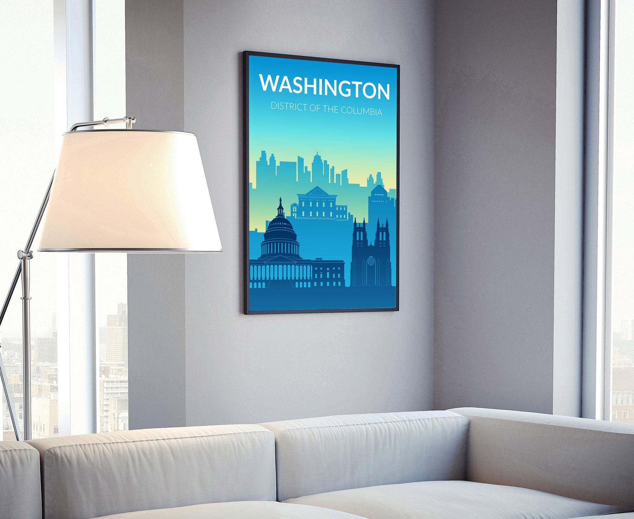 Solid Color US Cities Poster, Washington DC Solid Color Modern Poster Print, Modern State Poster for Office and Home Decoration