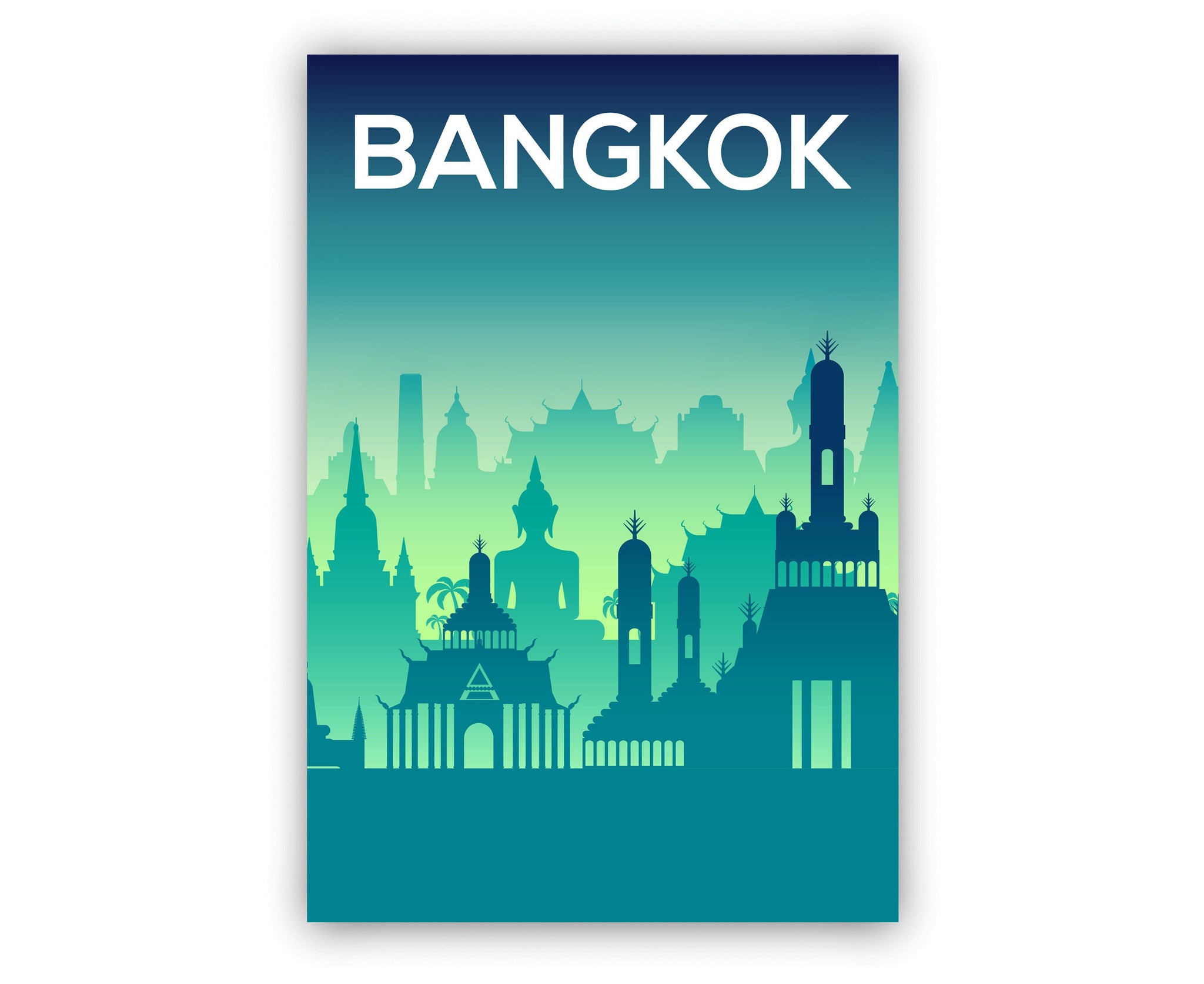 Solid Color World City Poster, Thailand Bangkok Solid Color Modern Poster Print, Modern City Poster for Office and Home Decoration