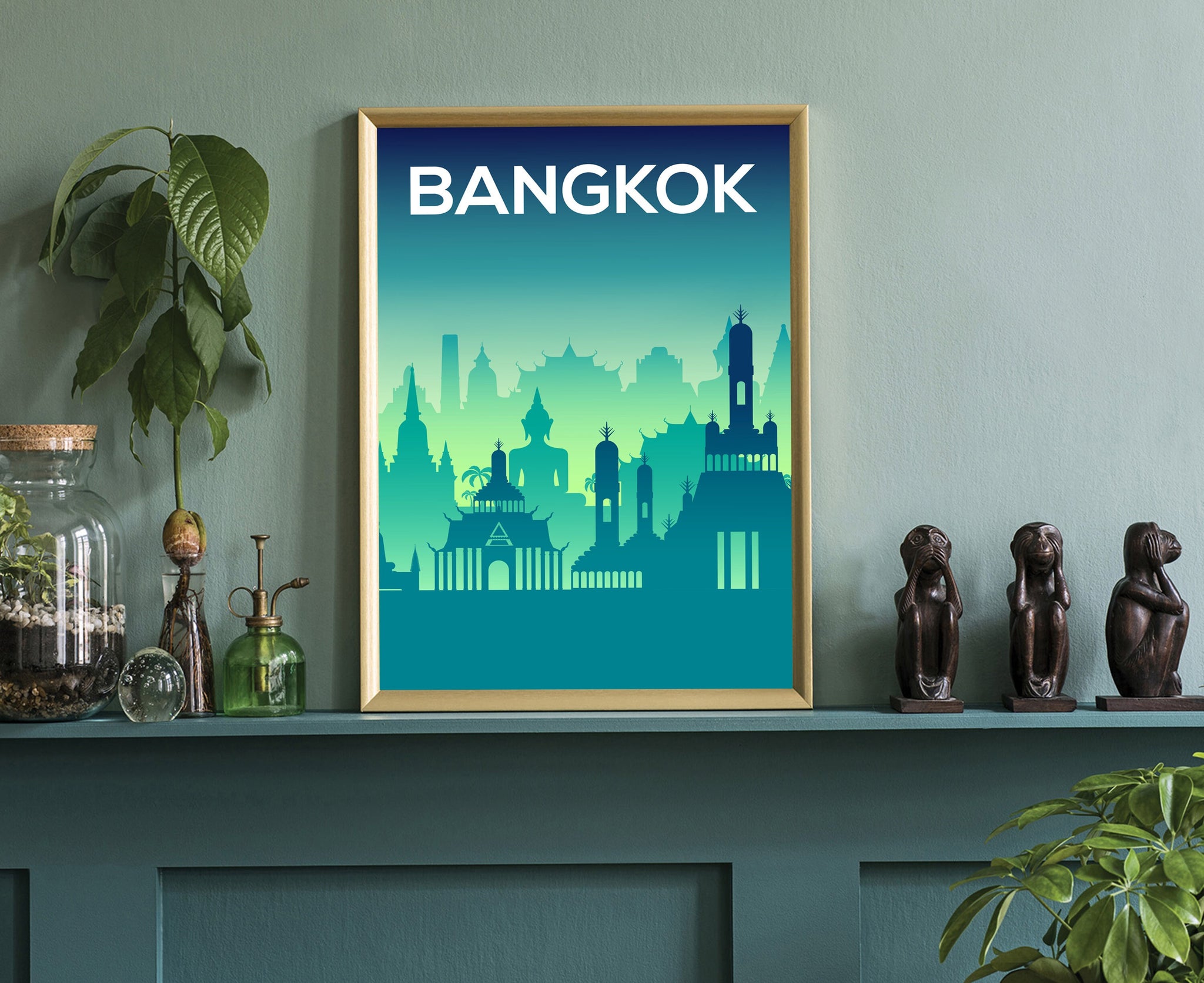Solid Color World City Poster, Thailand Bangkok Solid Color Modern Poster Print, Modern City Poster for Office and Home Decoration