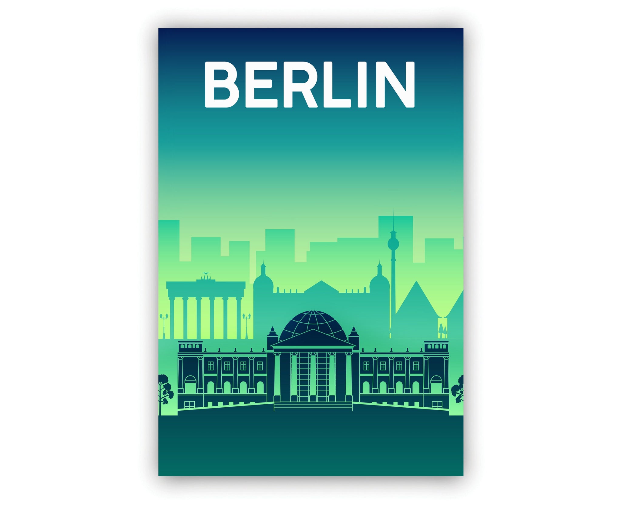 Solid Color World City Poster, Germany Berlin Solid Color Modern Poster Print, Berlin Modern City Poster for Office and Home Decoration