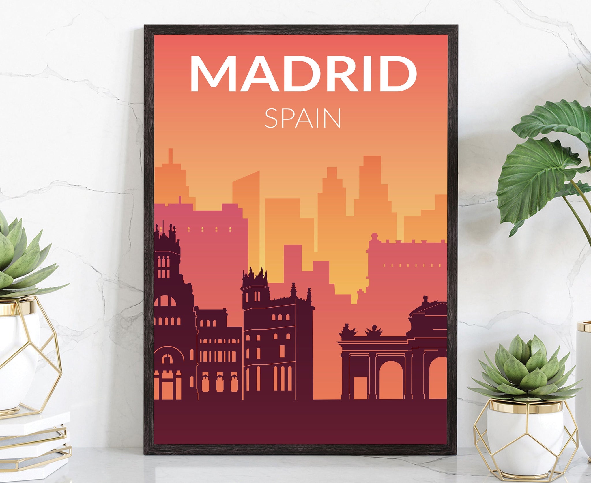 Solid Color World City Poster, Spain Madrid Solid Color Modern Poster Print, Madrid Modern City Poster, Office Wall Decoration, Gift for her