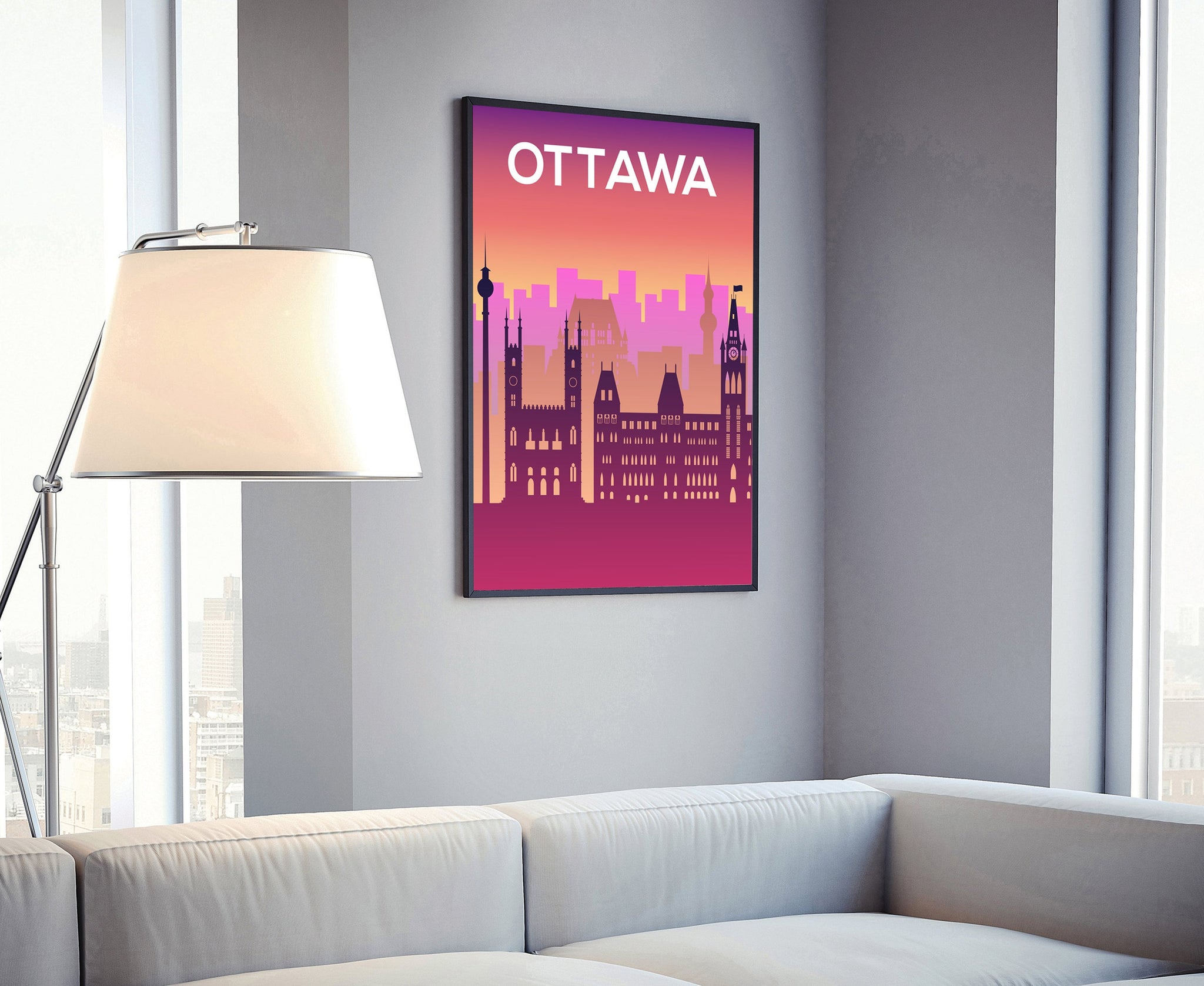 Solid Color World City Poster, Canada Ottawa Solid Color Modern Poster Print, Ottawa Modern City Poster, Office and Home Wall Decoration