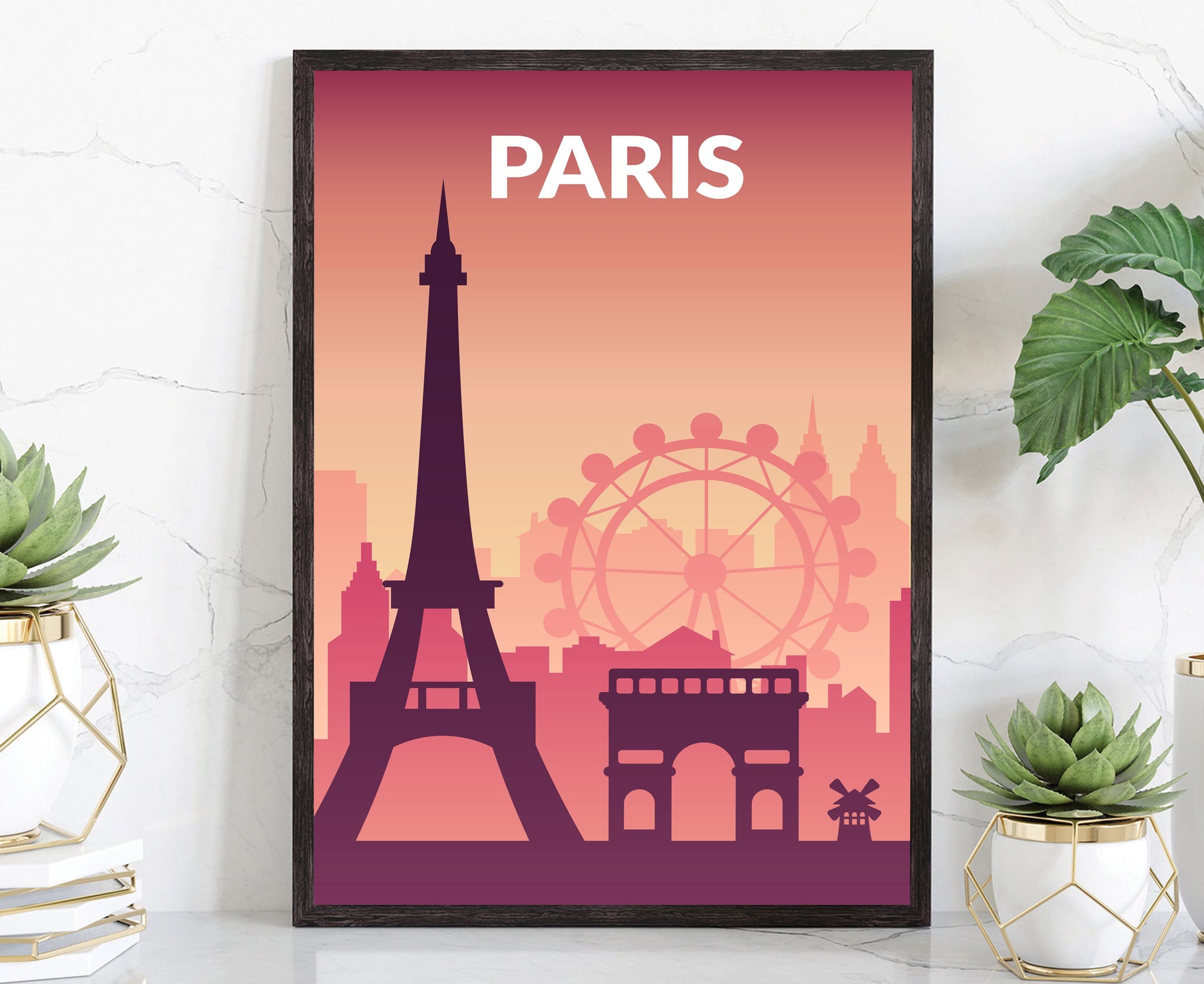 Solid Color World City Poster, France Paris Solid Color Modern Poster Print, Paris Modern City Poster, Office and Home Wall Decoration